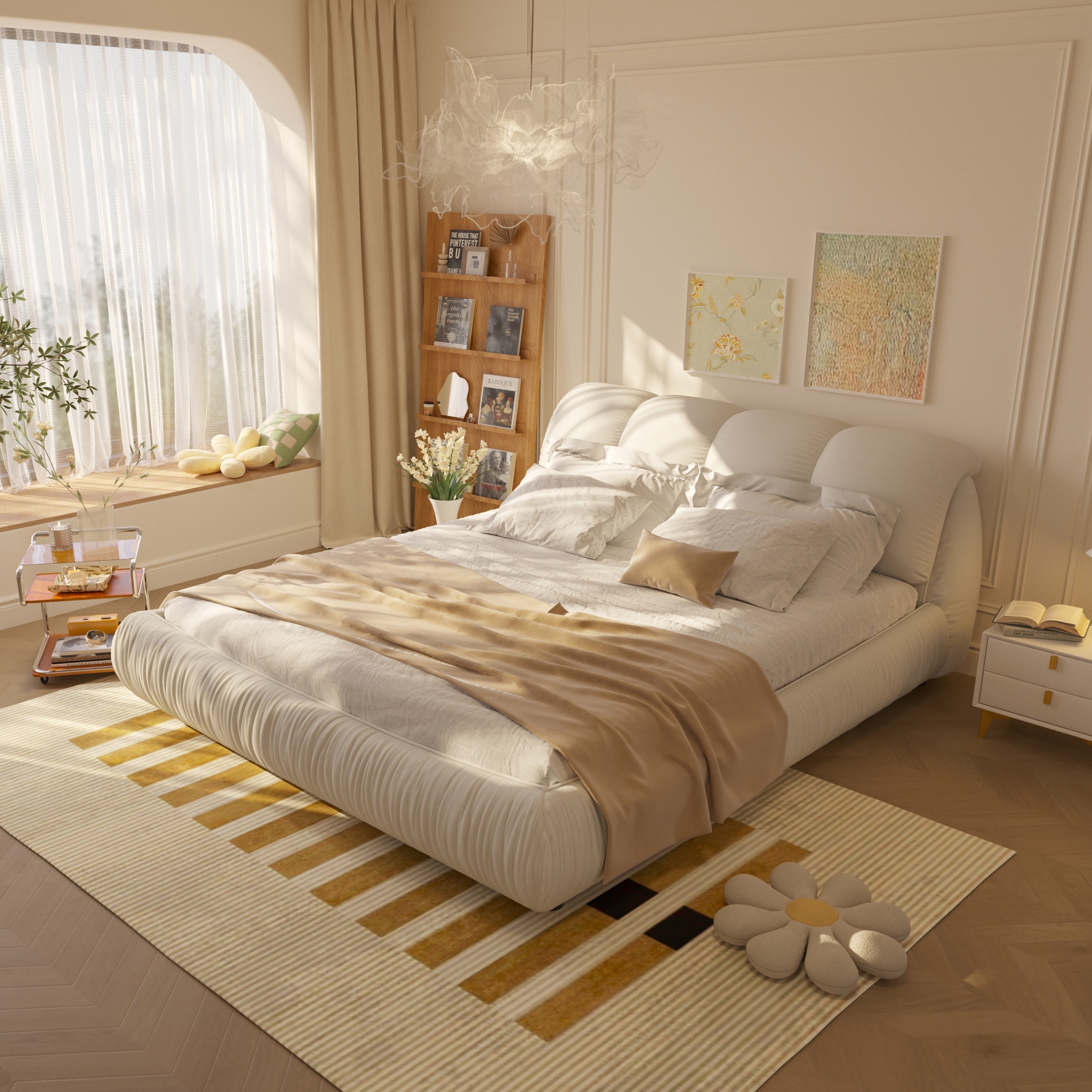 Queen Size Luxury Upholstered Platform Bed