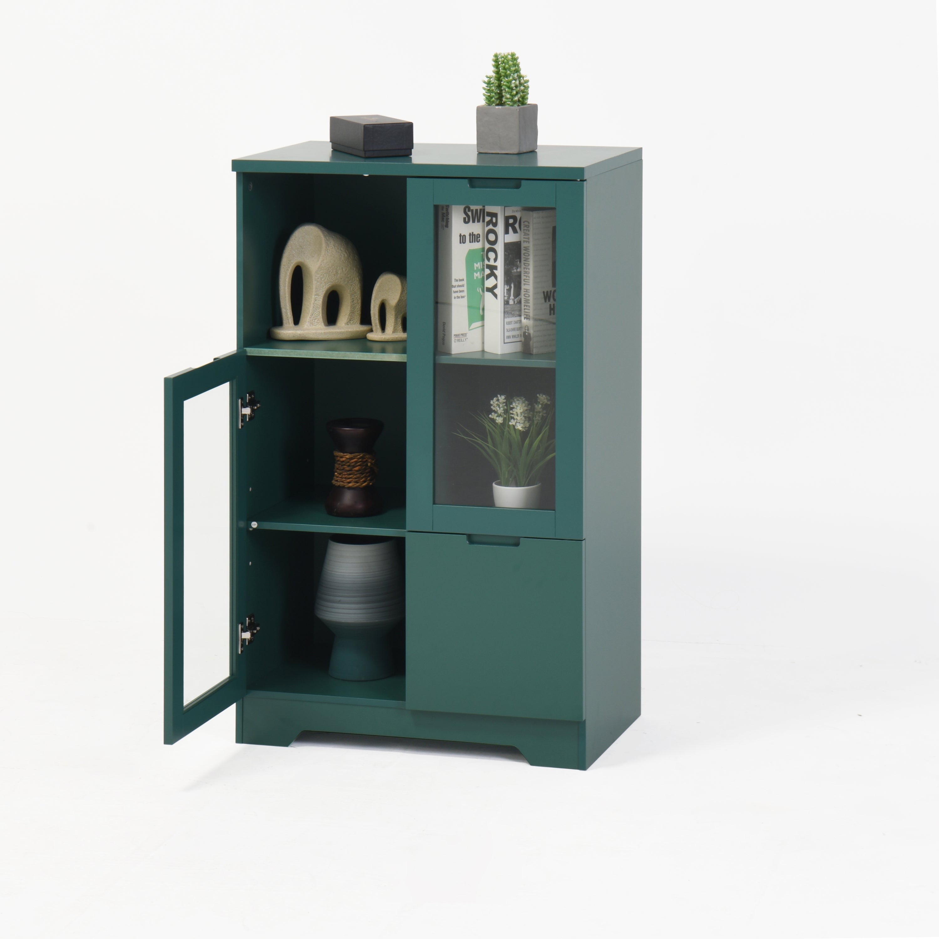 MDF Painted Cabinet with Glass Doors