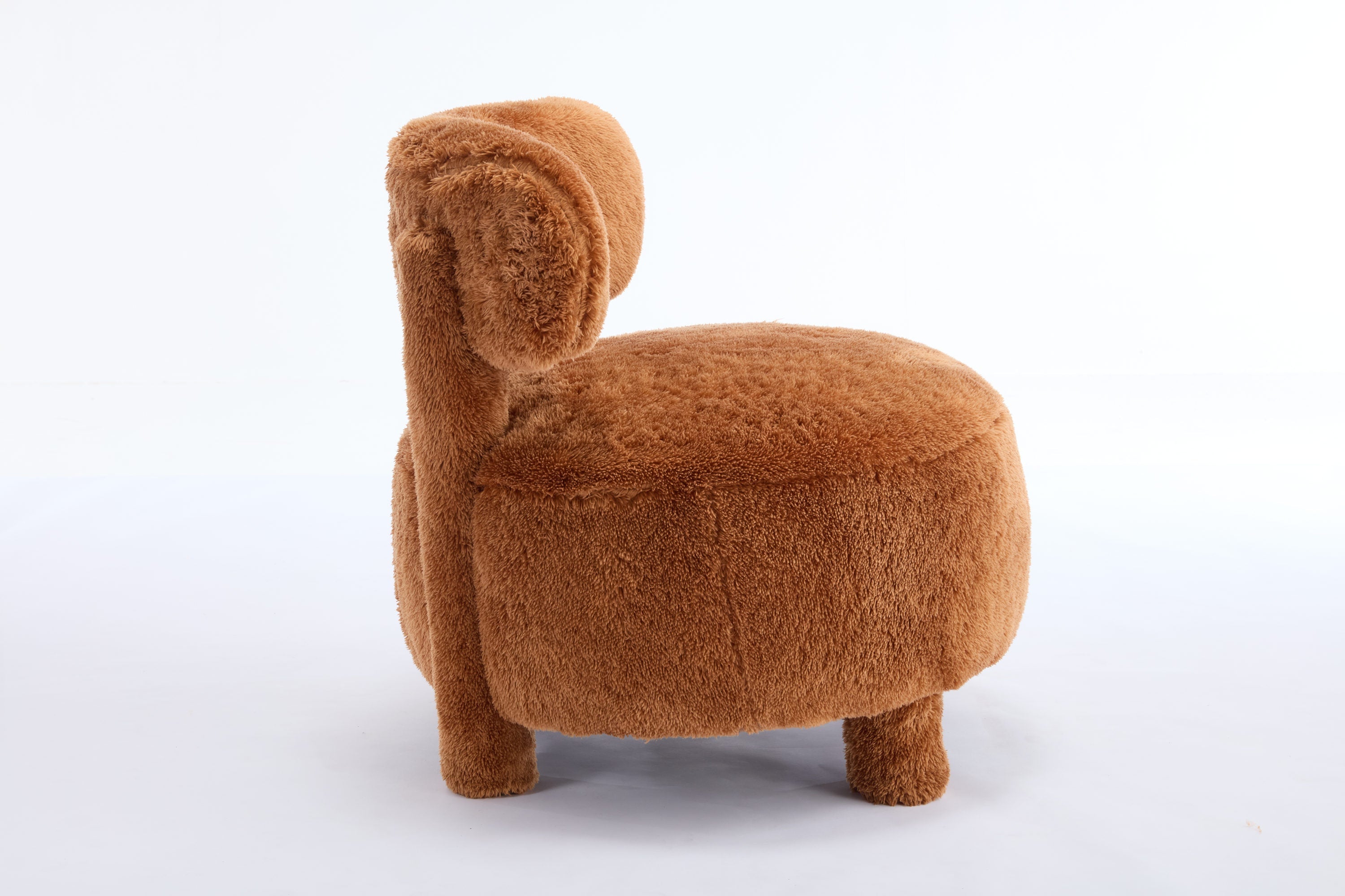 Fur/Teddy Fabric Armless Accent Chair with Curved Backrest