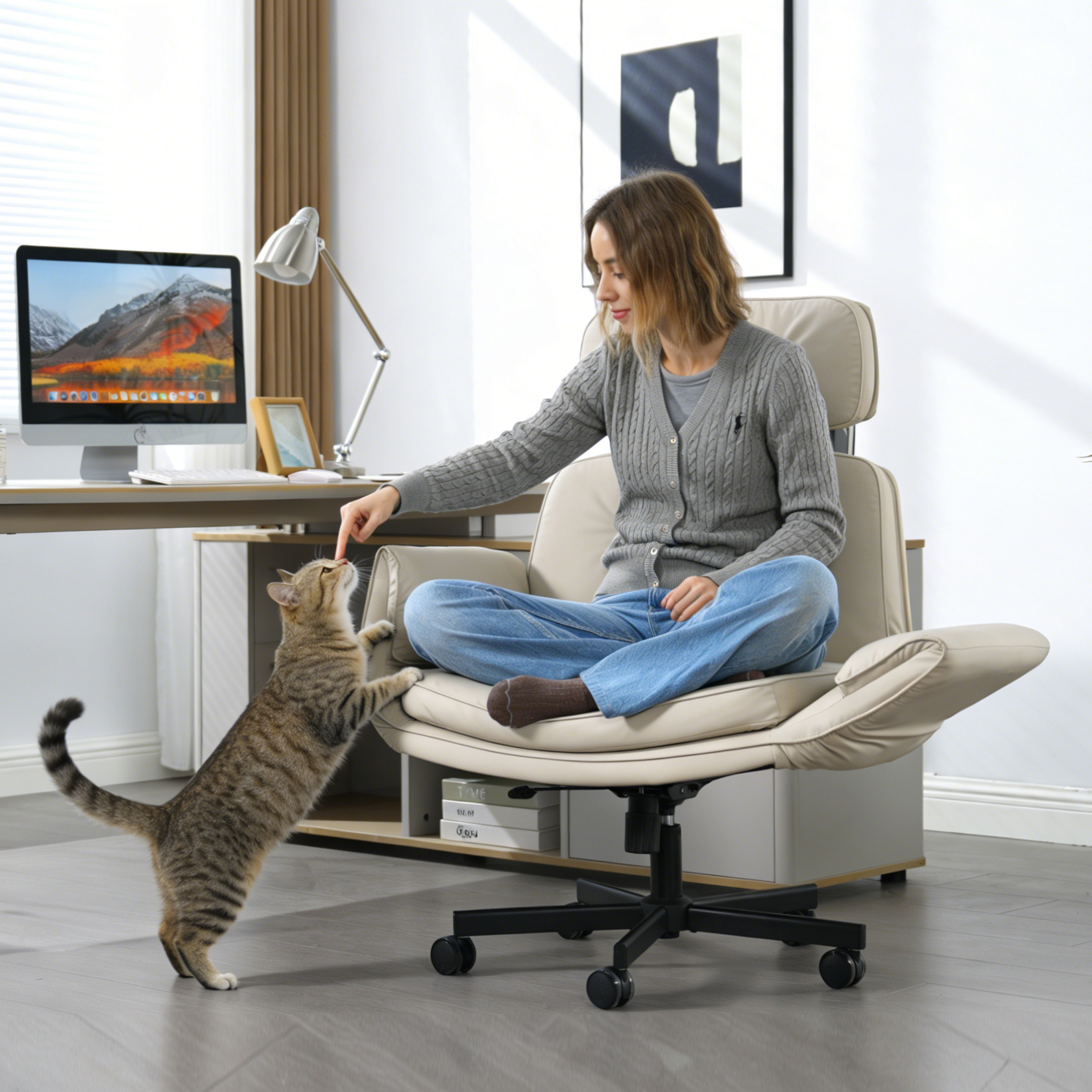 Pet Friendly Criss Cross Chair Swivel Task Office Chairs with Wide Seat