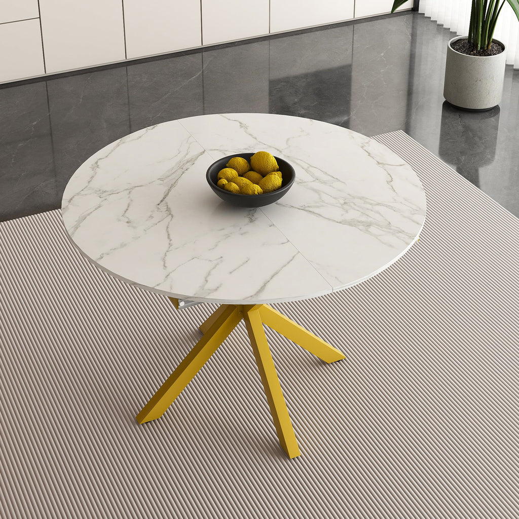 Modern Solid Wood Veneer Retractable Dining Table