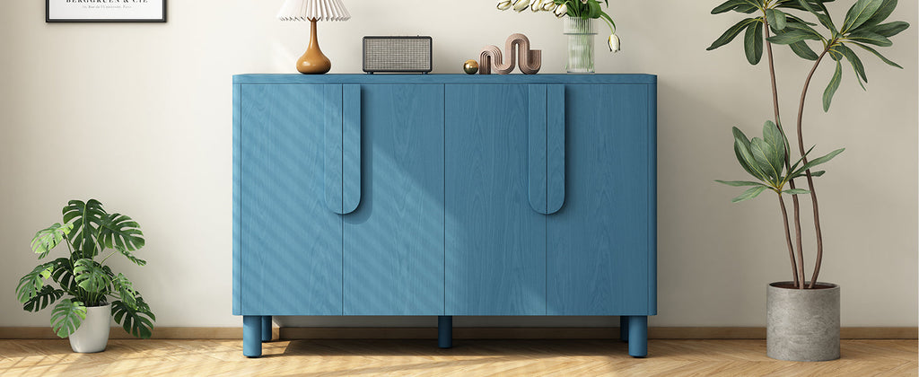 Wood Storage Cabinet with Unique Arc Handles