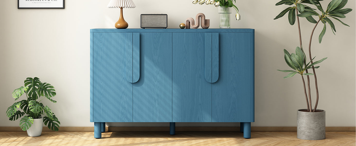 Wood Storage Cabinet with Unique Arc Handles
