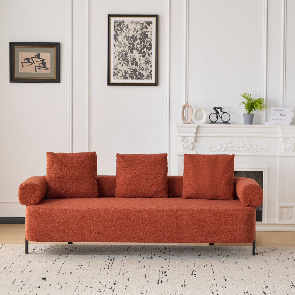 78' Modern Upholstered Sofa with 3 Plush Pillows