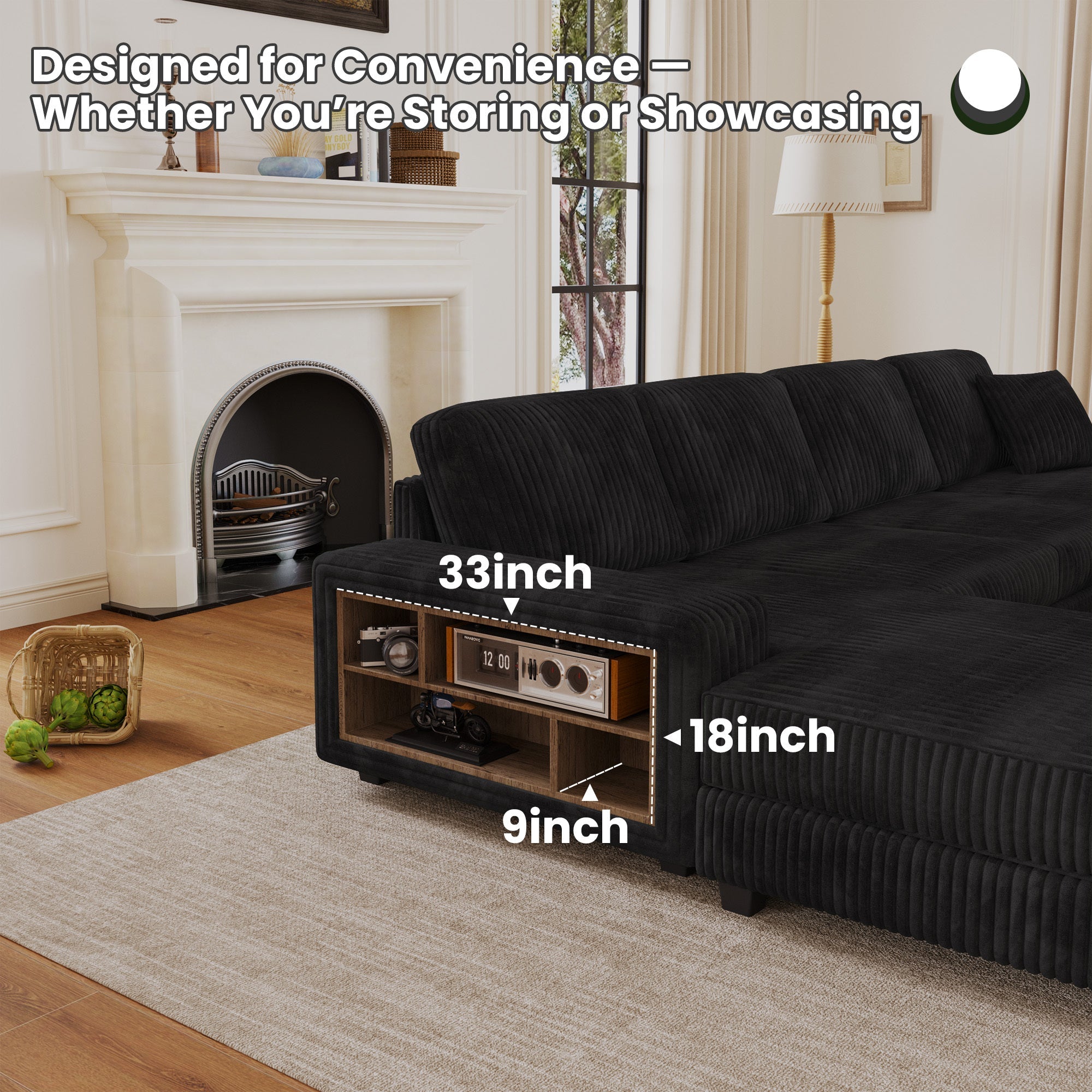 Convertible Sleeper Sectional Sofa with Storage