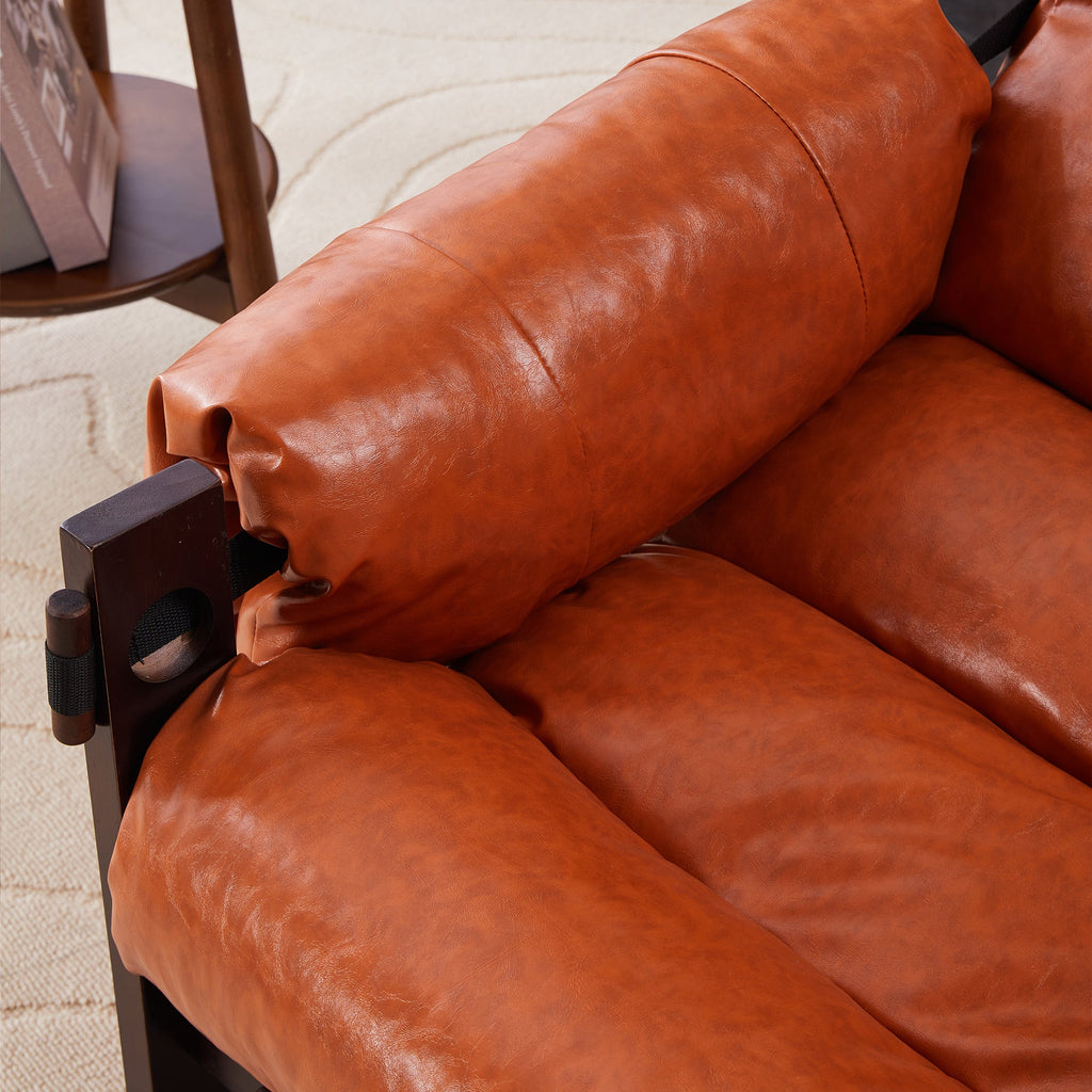 Medieval Modern Lounge Chair Removable Armrests Vintage Oil Wax Leather Sofa
