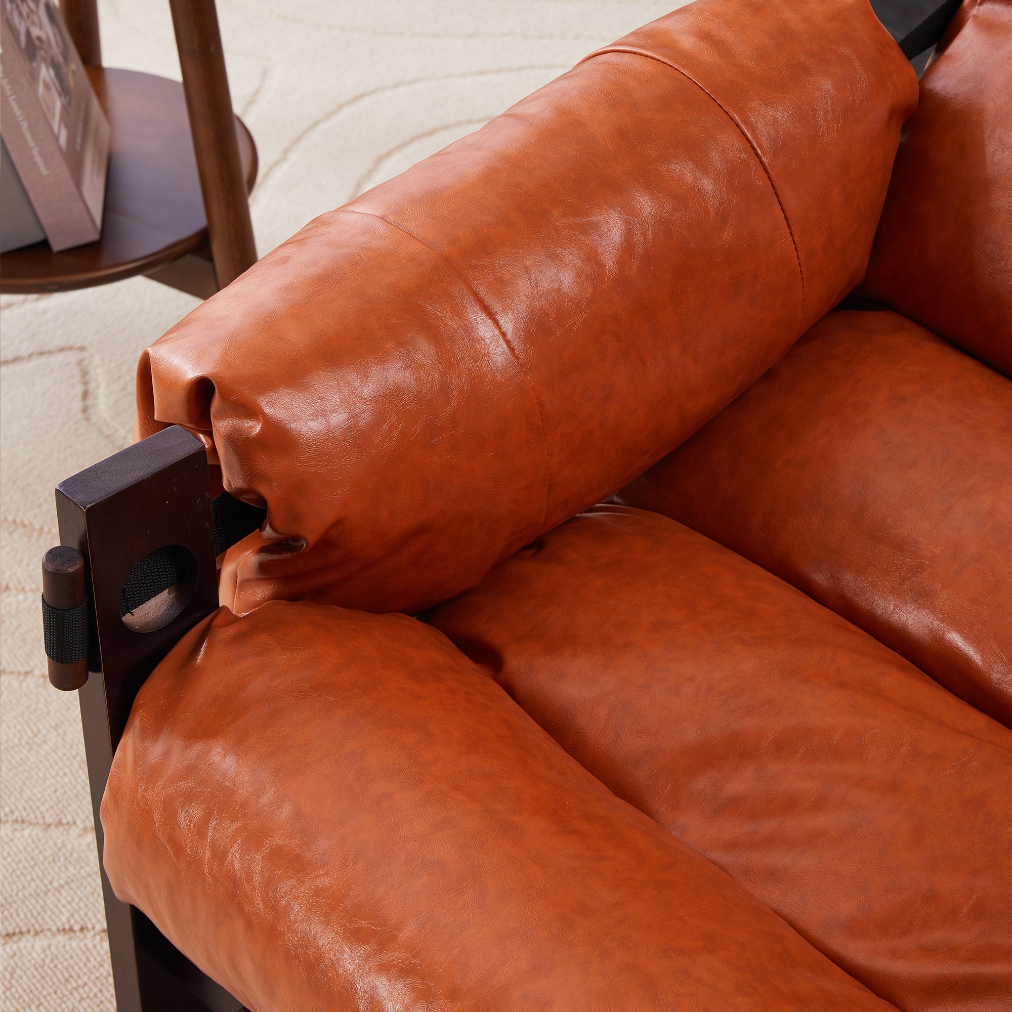 Medieval Modern Lounge Chair Removable Armrests Vintage Oil Wax Leather Sofa