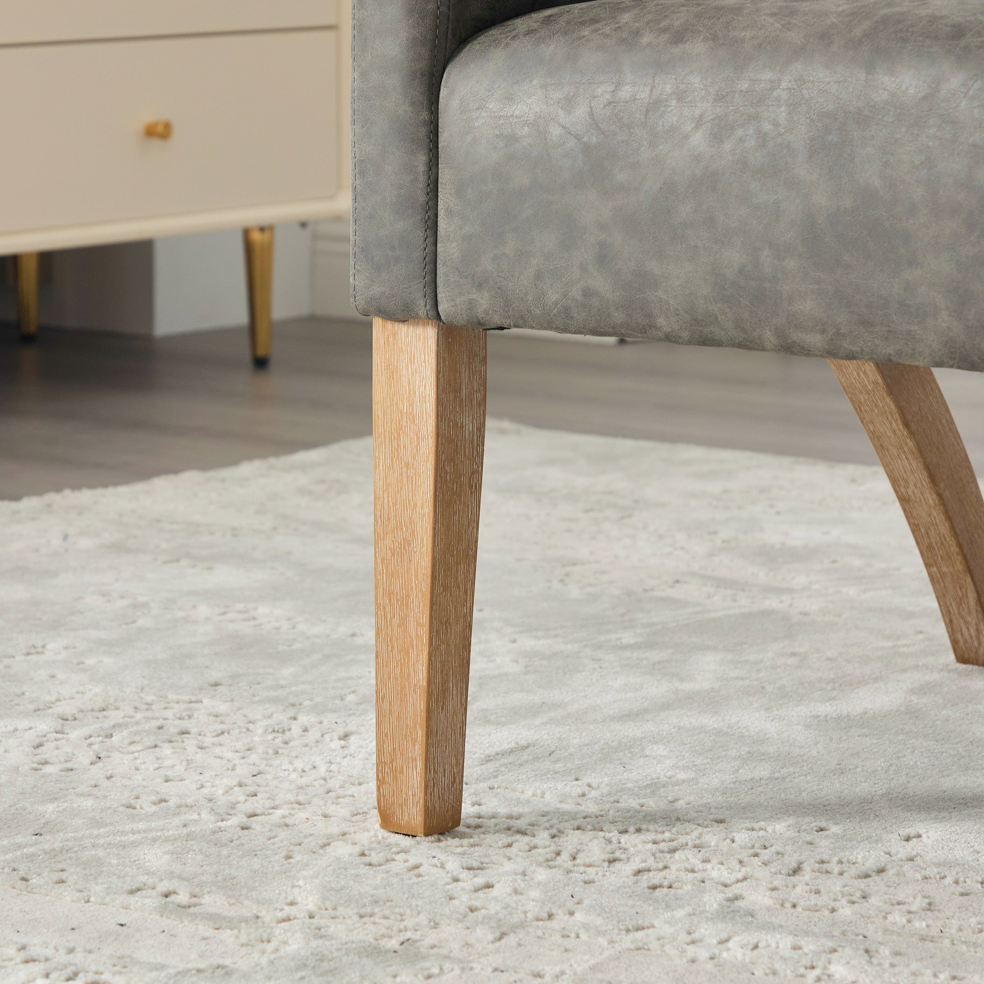 Modern Mid-Century PU Upholstered Open Back Armchair