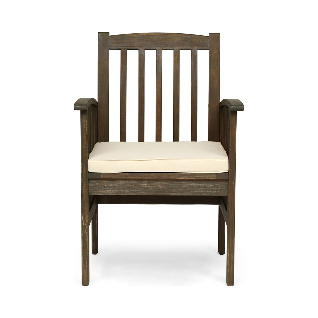 Outdoor 2PCS Acacia Wood Dining Chair Set with Cushions