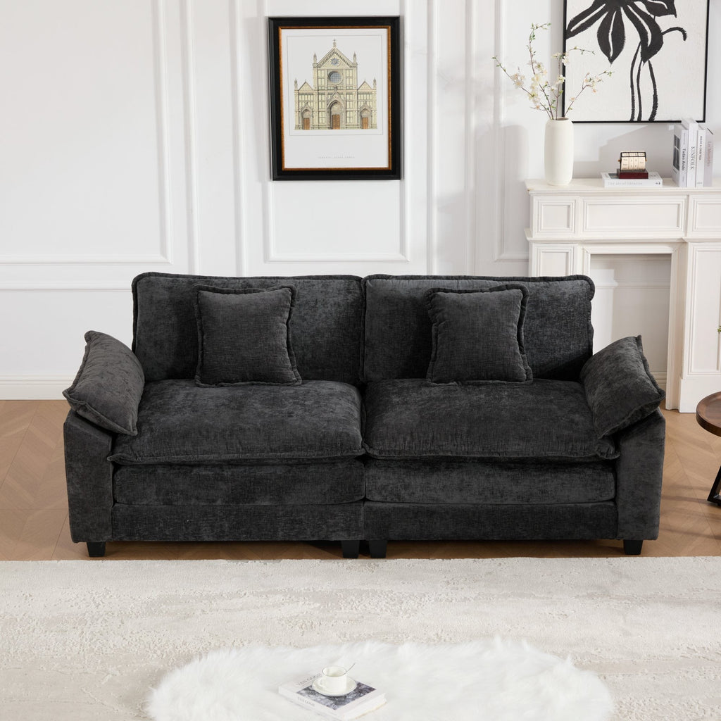 Modern Comfy Upholstered Seat Cushion Sectional Couch (Ottoman is Not Included)