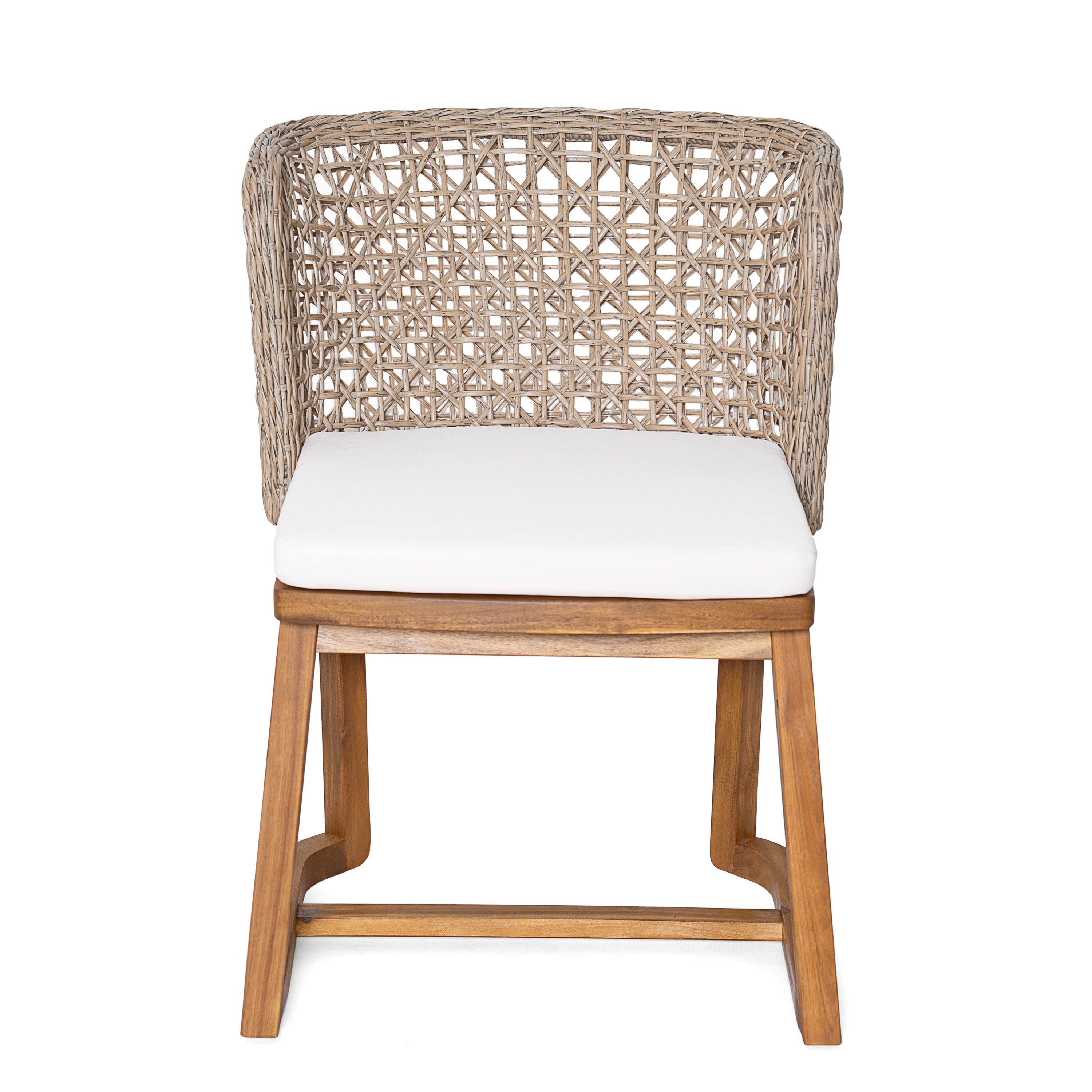 Outdoor Acacia Wood Dining Chairs with Beige Cushion (Set of 2)