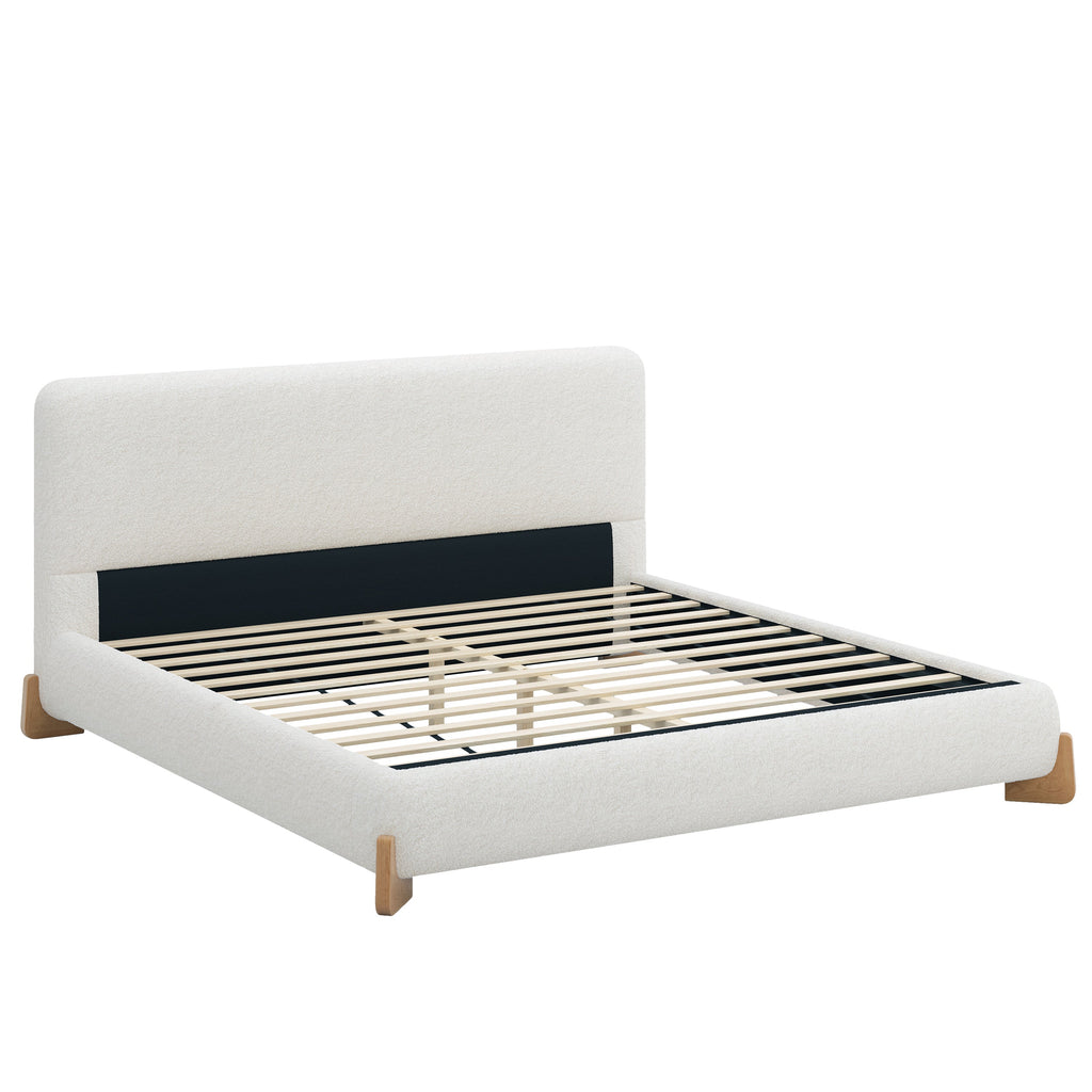 Elegant Boucle Upholstered Bed