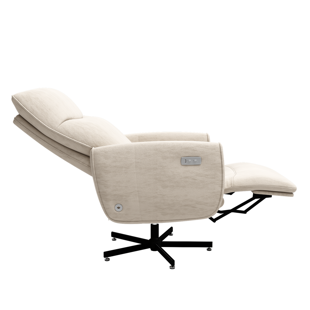 Beige  Velvet Power Swivel Office Recliner with USB & Type-C Charging