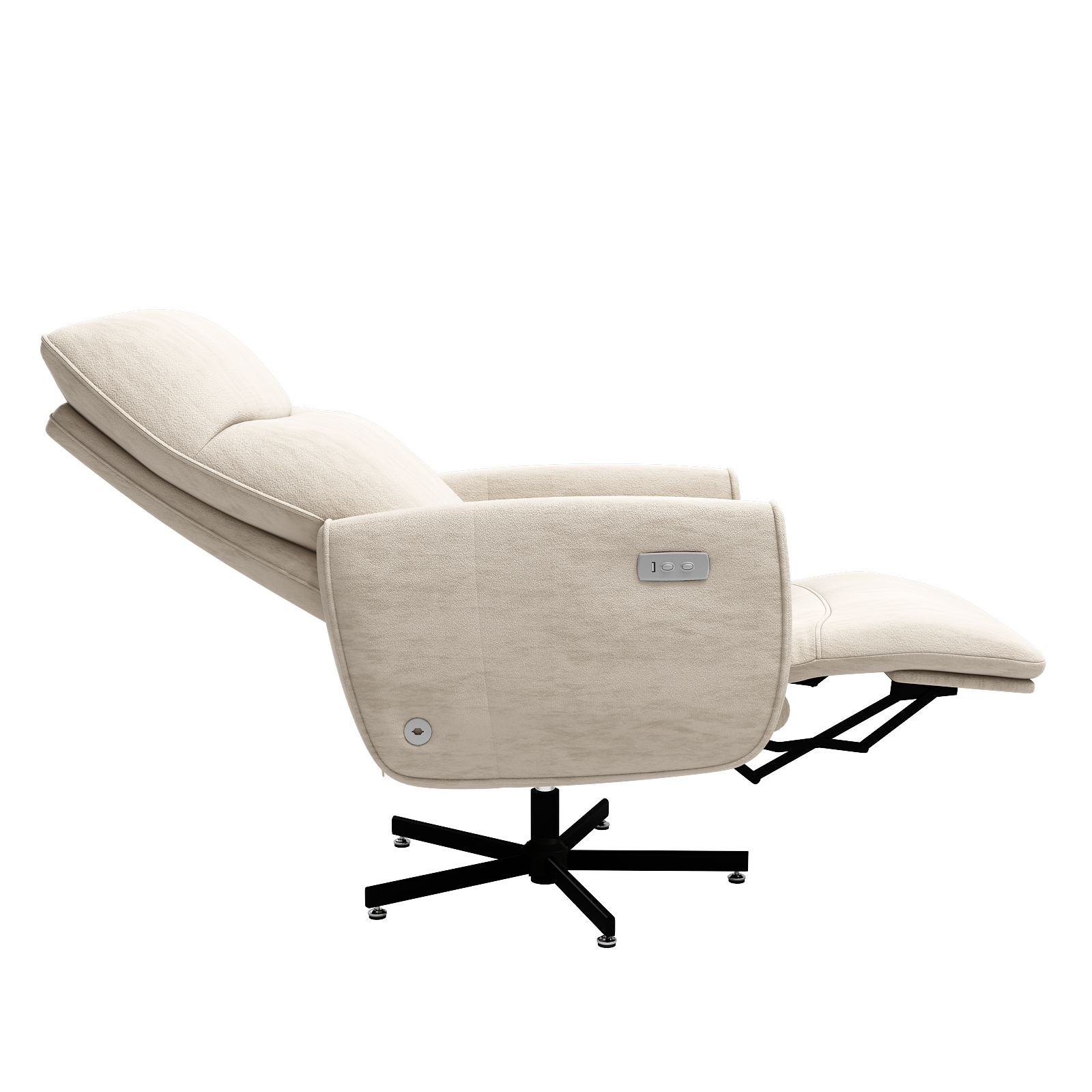Beige  Velvet Power Swivel Office Recliner with USB & Type-C Charging