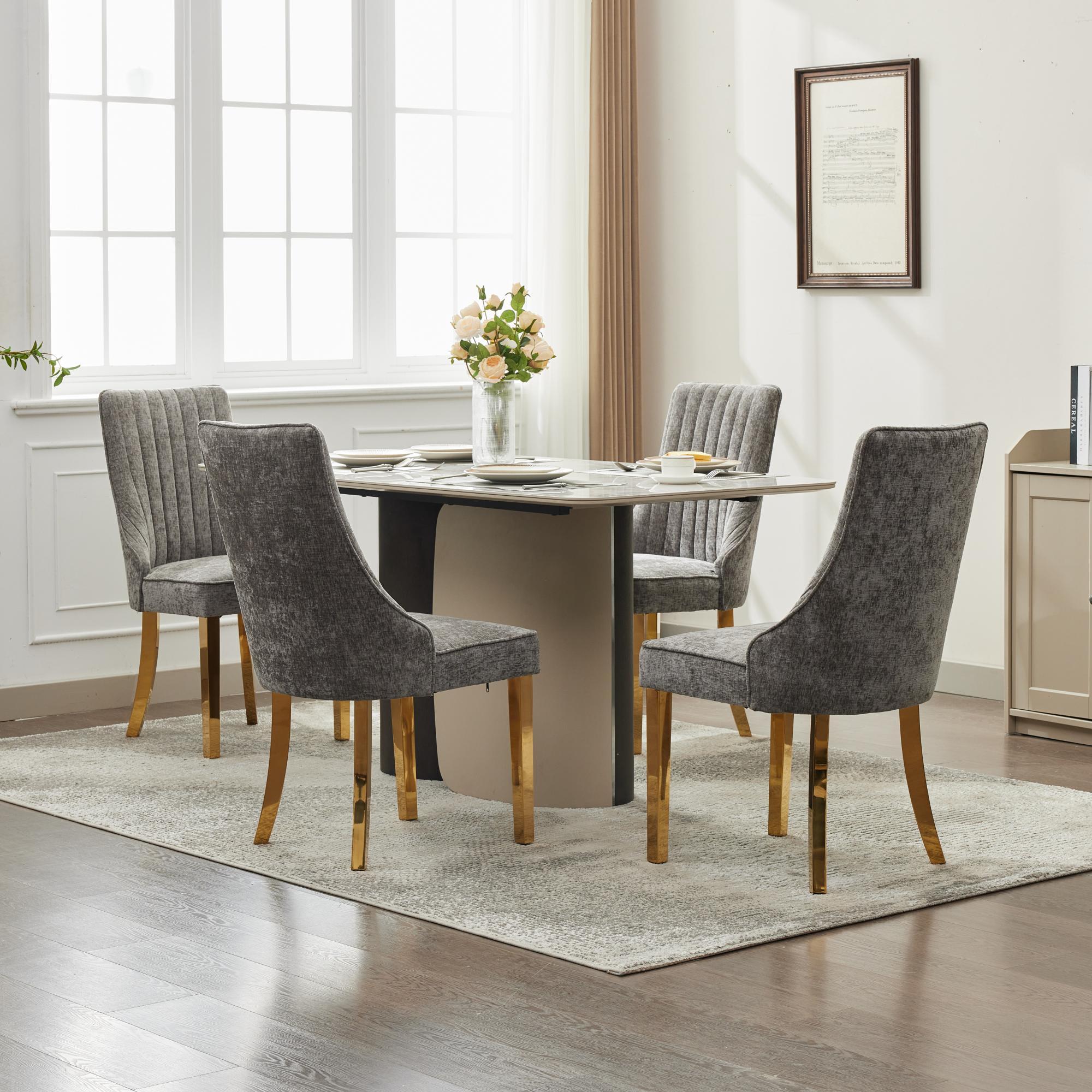 Rayon Cloth Flocking Chenille Dining Chairs (Set of 2 )