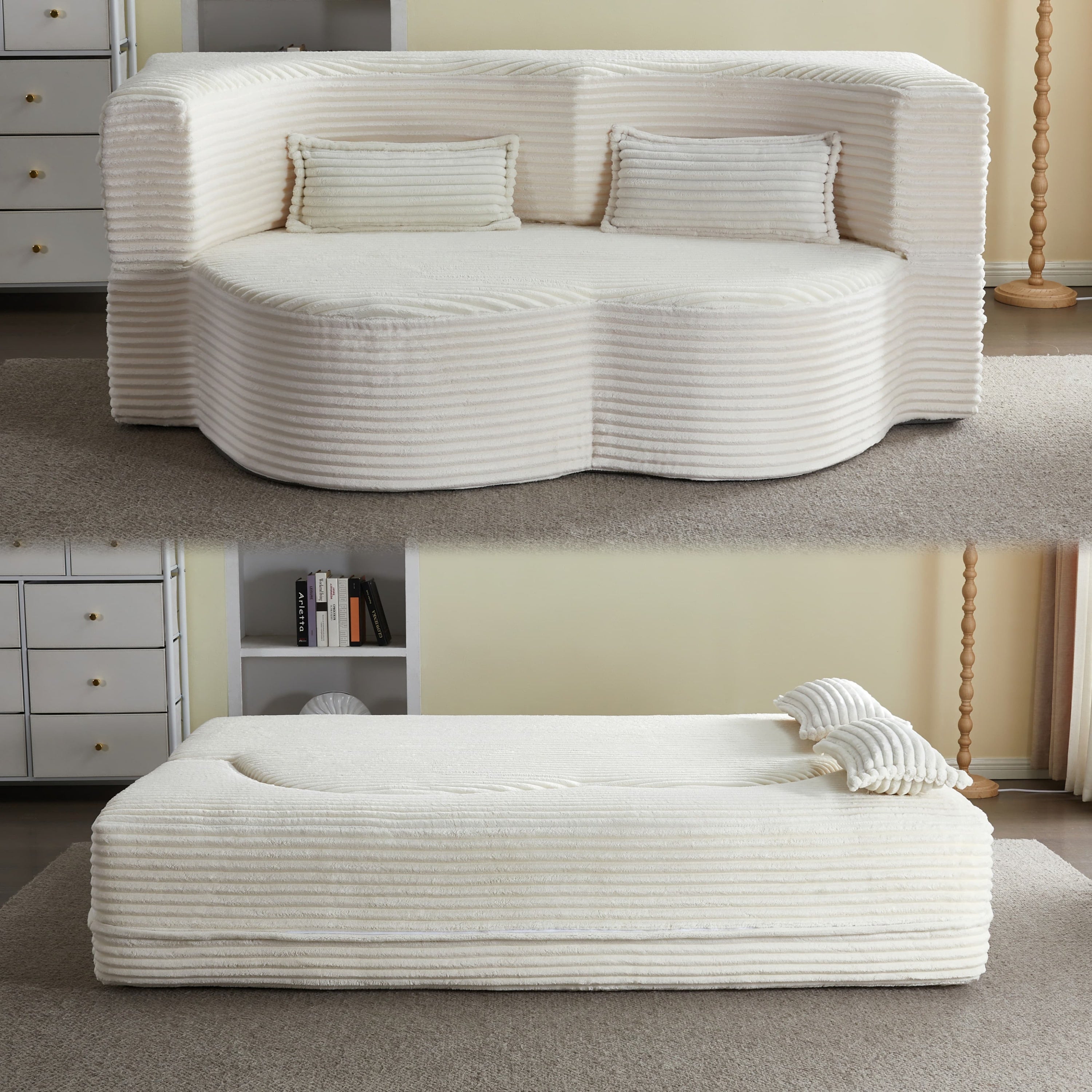 Full Size Convertible Floor Sleeper Sofa Bed