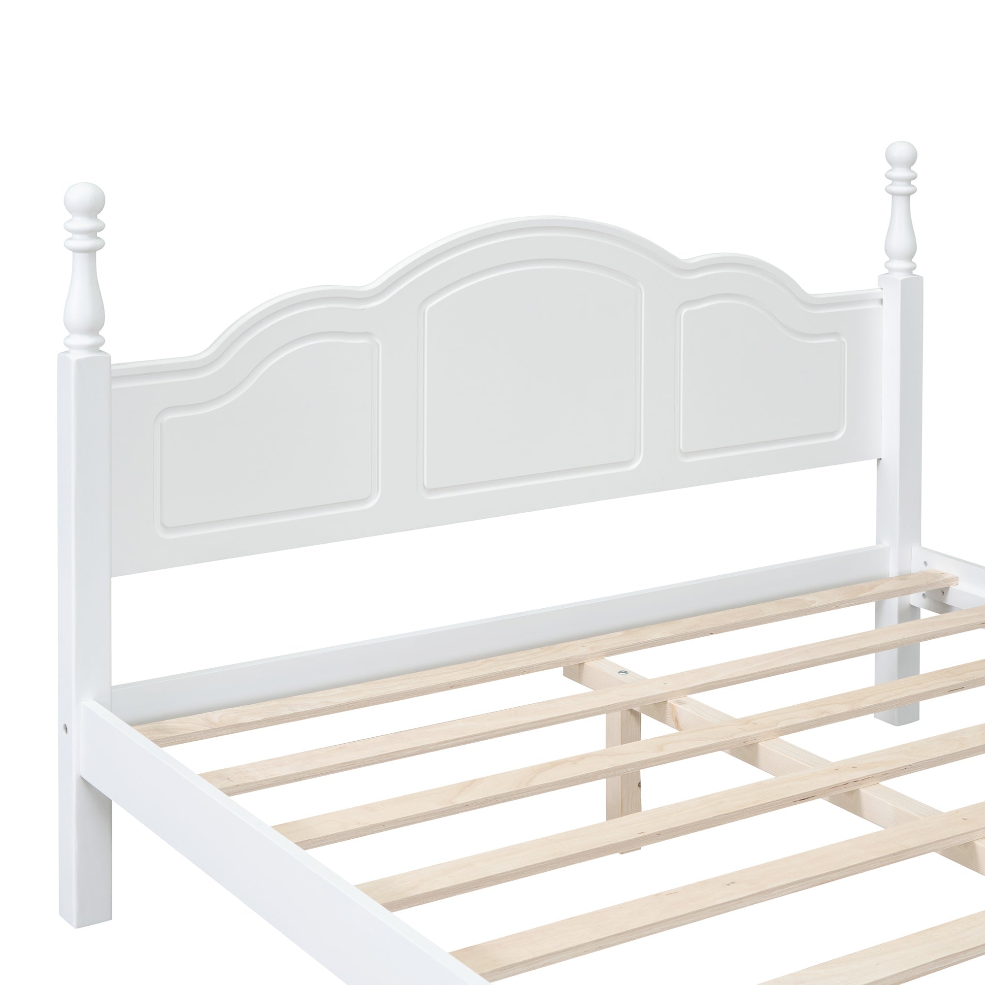 Queen Retro Style Size Wood Platform Bed Fram