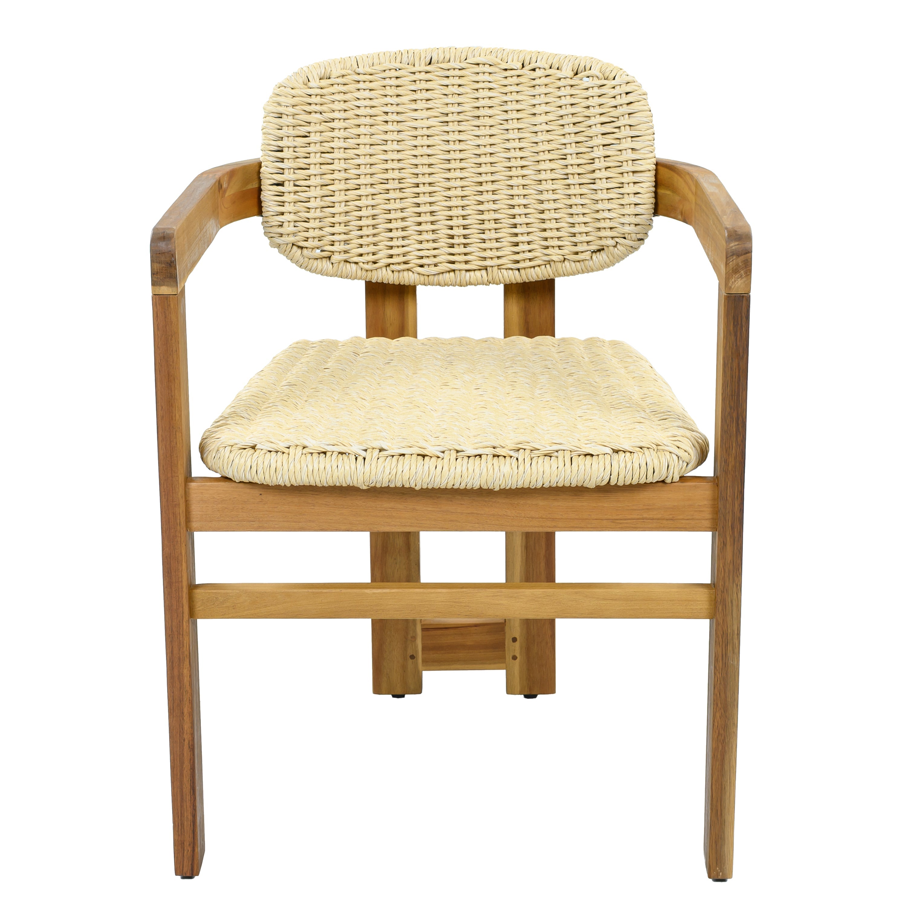 2-seat Woven Outdoor Chairs, Comfy Patio Seating with Elegant Teak Finish