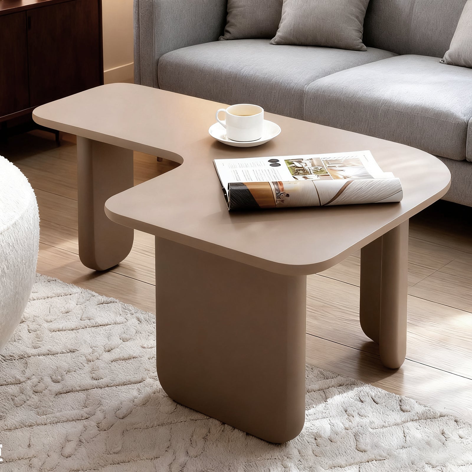 35.43' L-Shape Modern Coffee Table