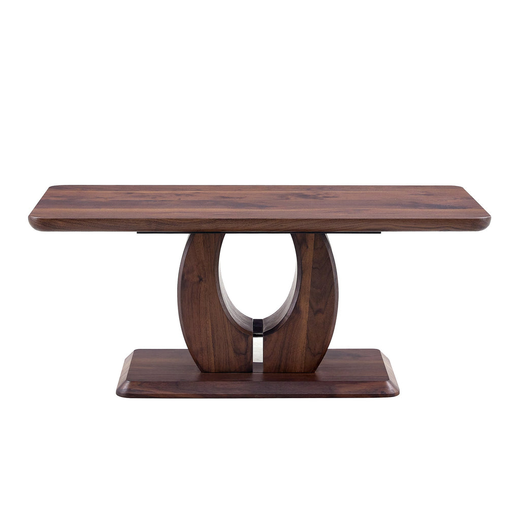 Modern Minimalist Walnut Dark Brown Rectangular Coffee Table