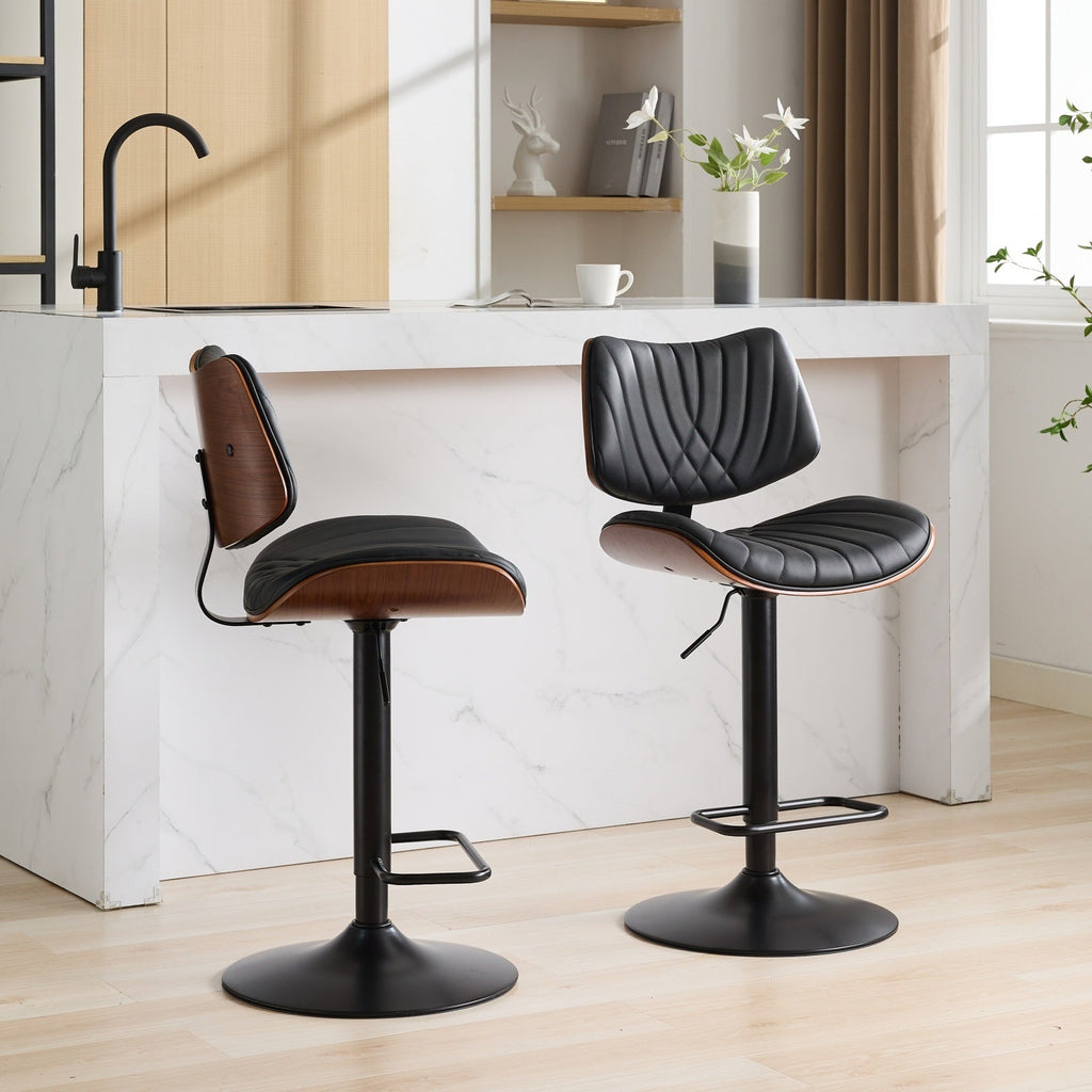 Mid Century Walnut Bentwood Bar Stools