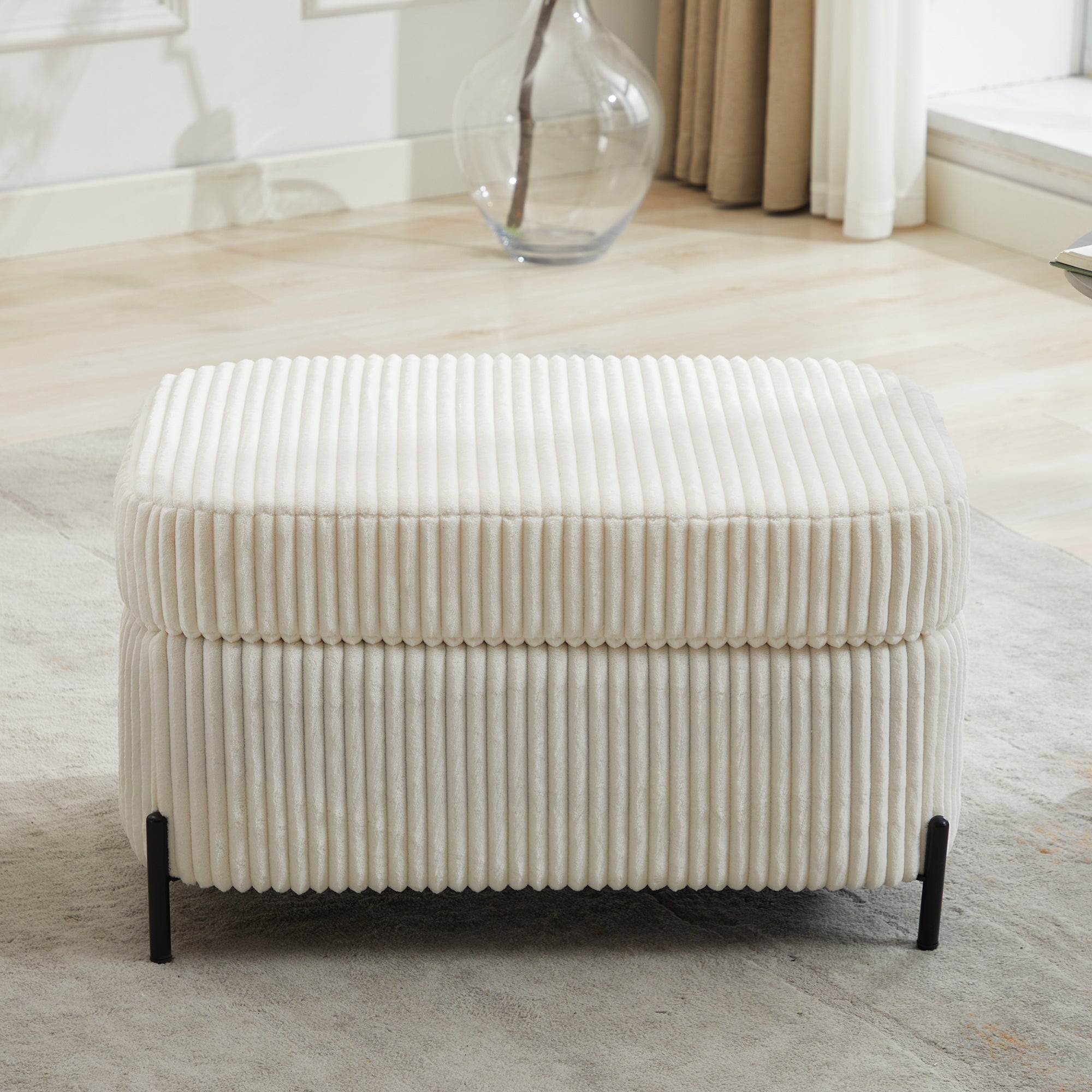 30.3' W Corduroy Upholstered  Storage Large Ottoman