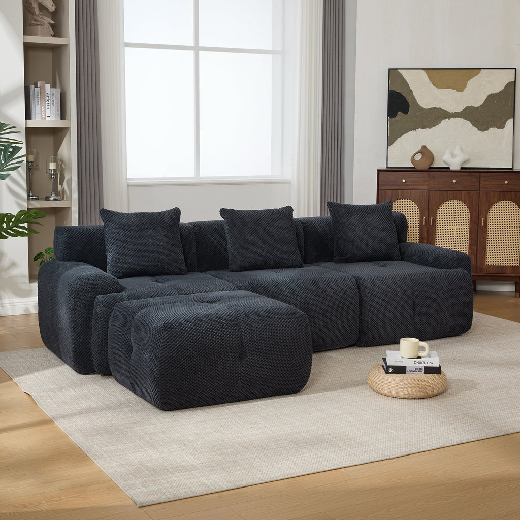 Oversized Boneless Convertible Cloud Couch with Movable Ottoman