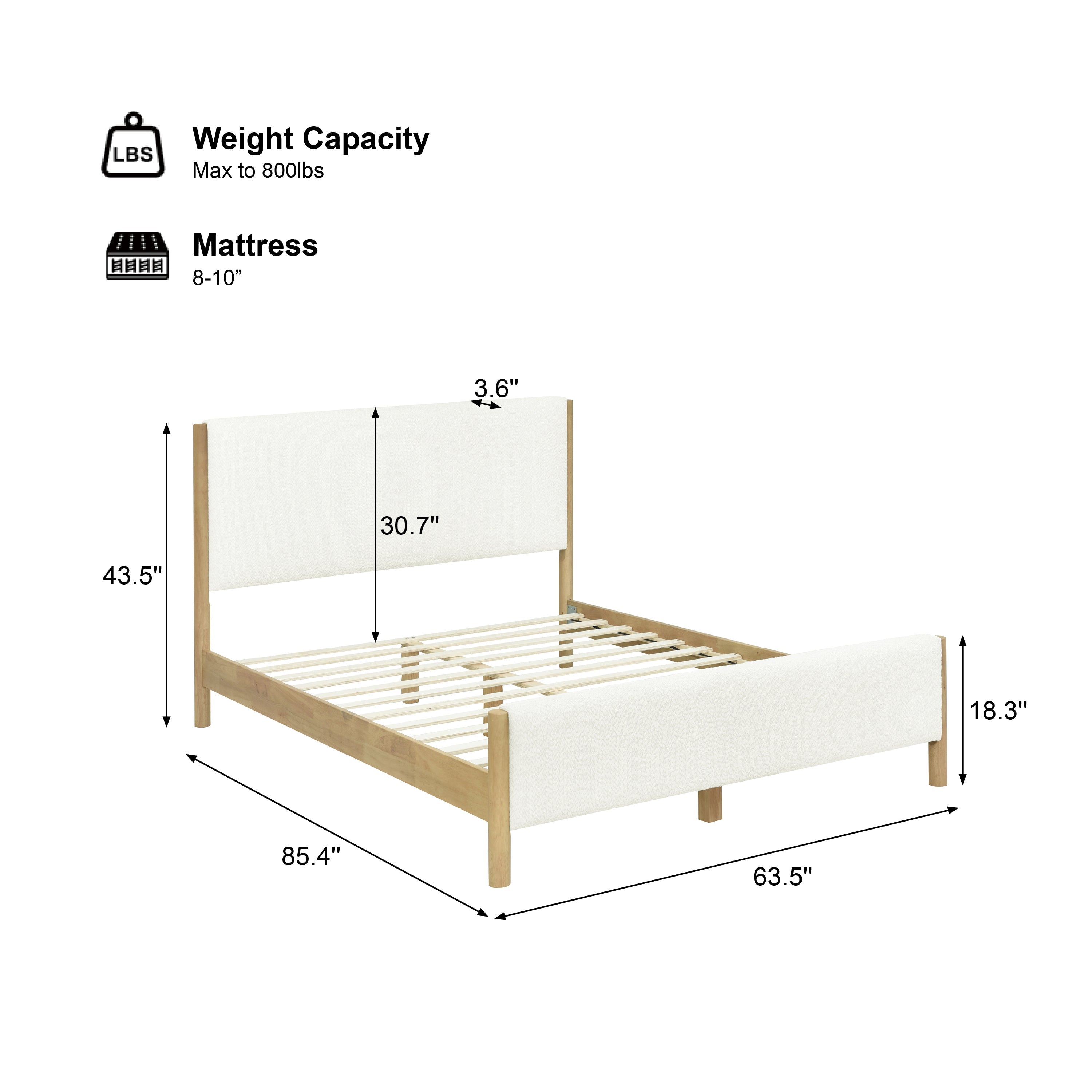 Modern White Boucle Upholstered Bed