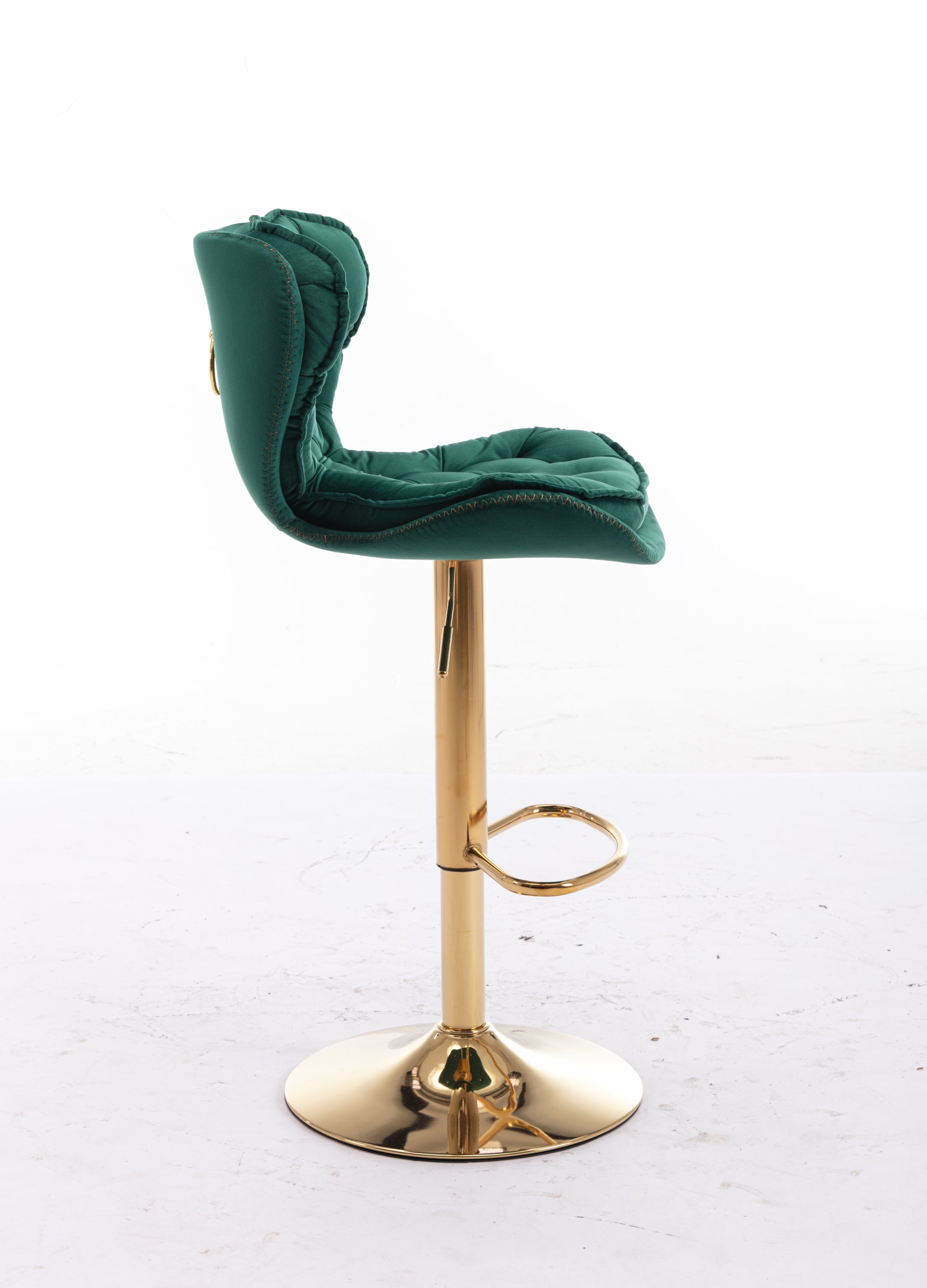 Velvet Bar Stools Set of 2 - Gold Base Adjustable Swivel Counter