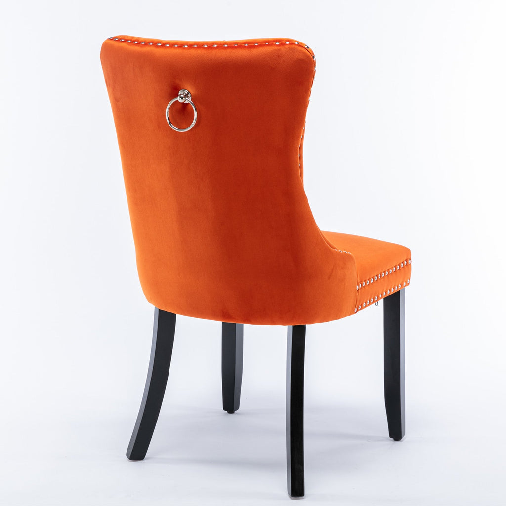 Modern High-end Tufted Solid Wood Velvet Dining Chair(Set of 2)