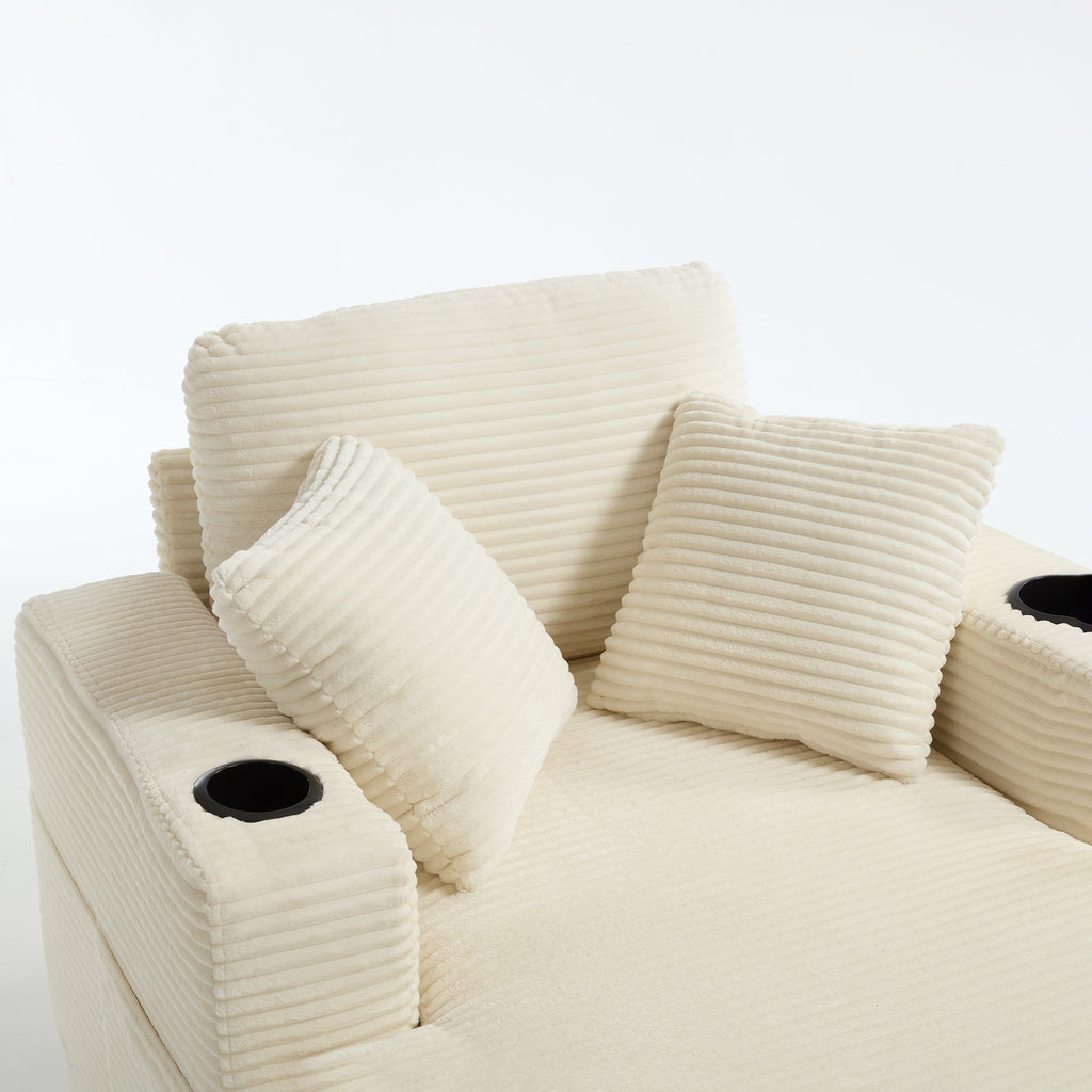 Corduroy Upholstered Chaise Lounge Sofa