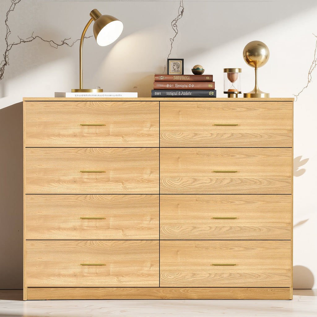 Modern Natural 8-Drawer Dresser for Bedroom