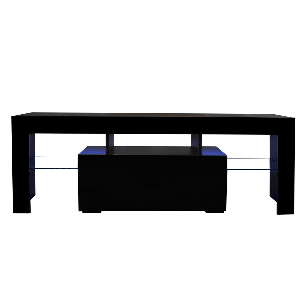 51" Black TV Stand with LED RGB Lights