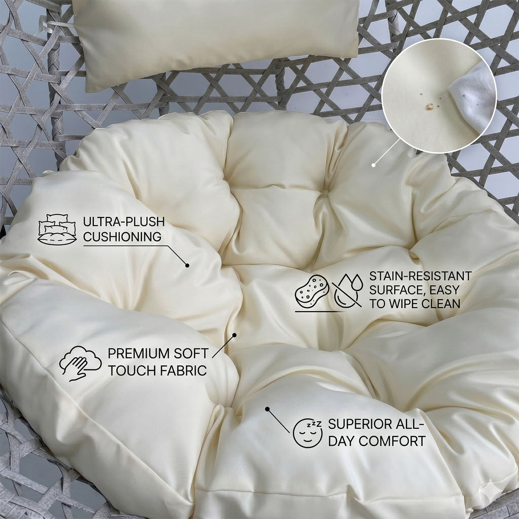 Folding PE Rattan Hanging Egg Chair with Aluminum Steel Frame