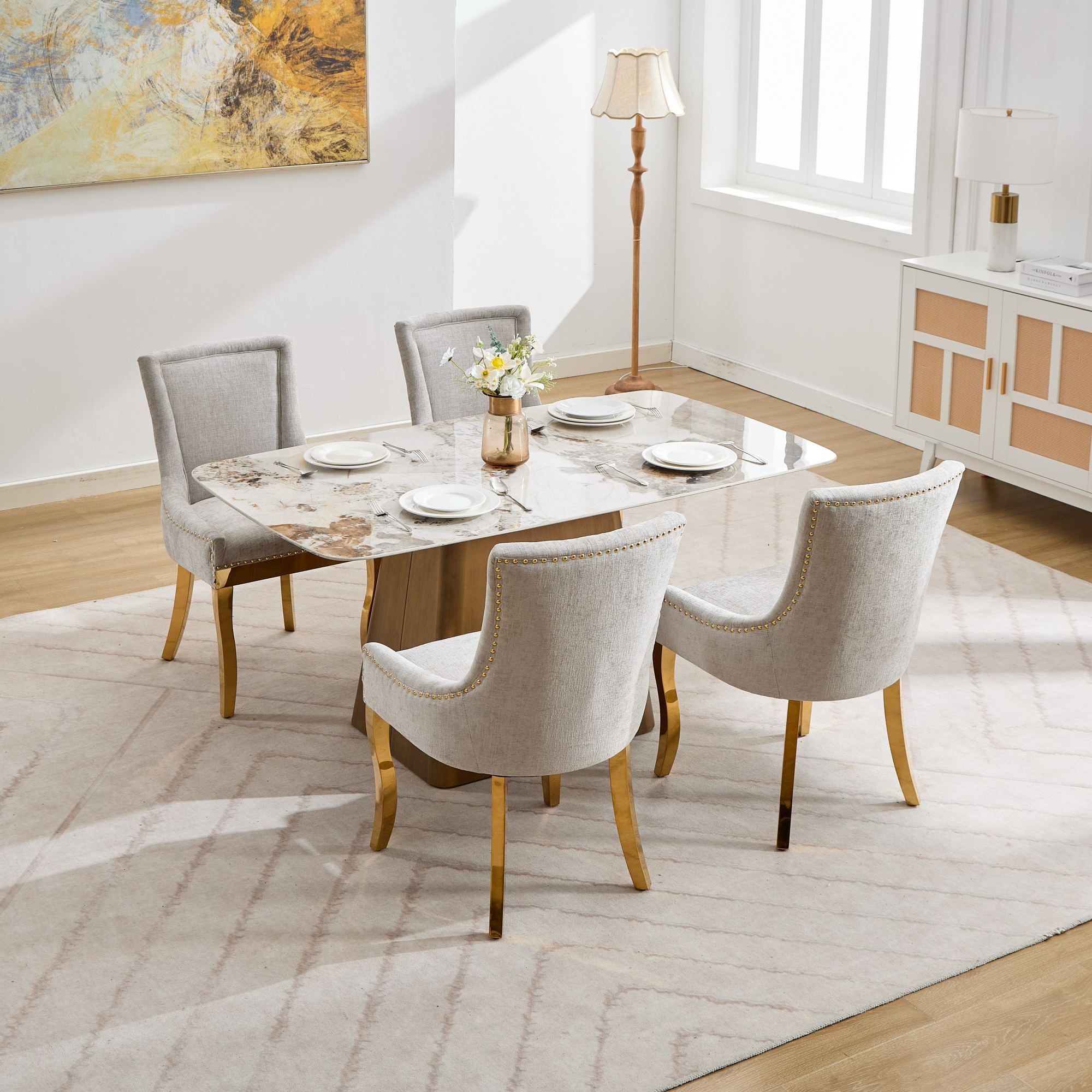 Modern Style Chenille Dining Chairs (Set of 2)