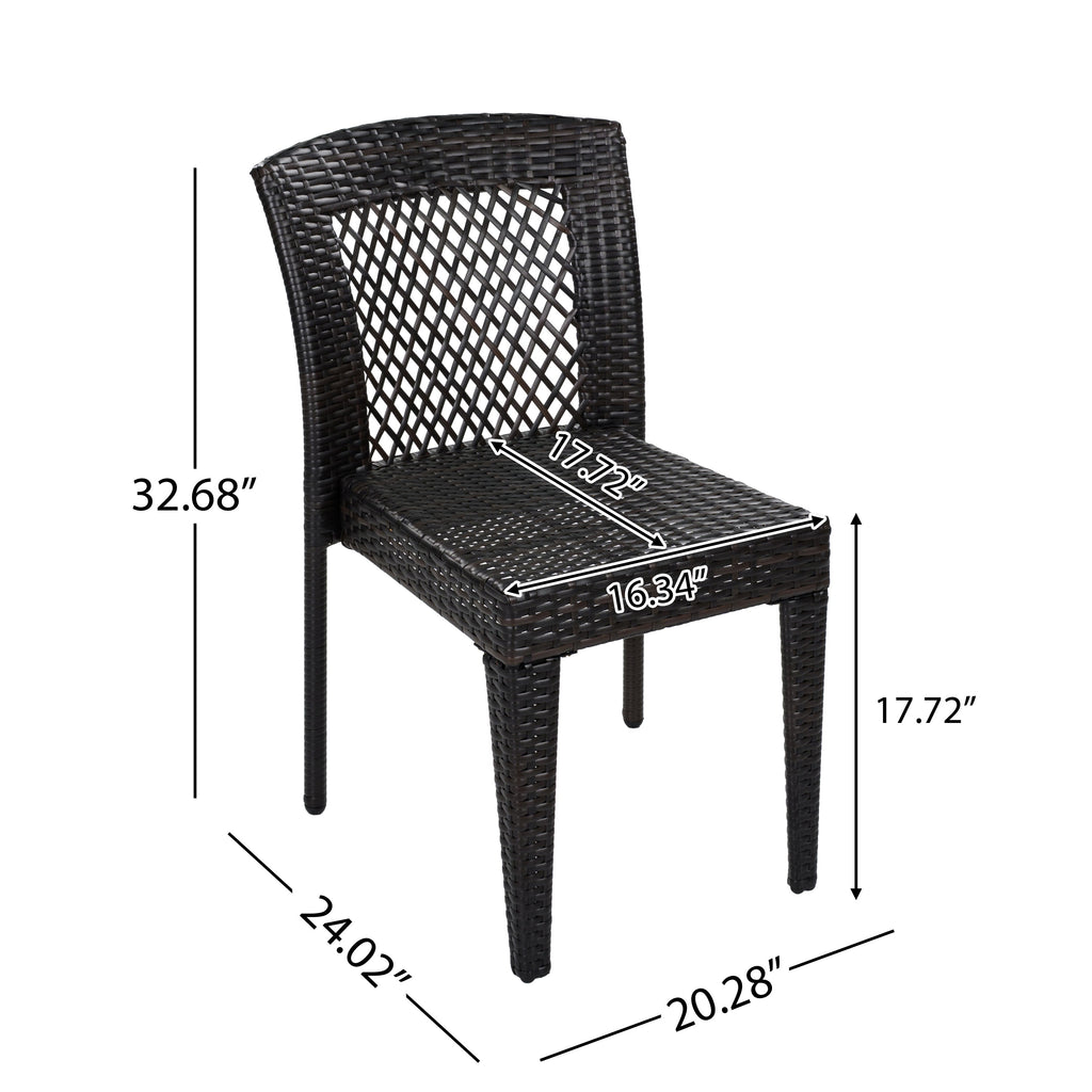 Outdoor Dining Chairs Set of Stackable UV Resistant Rattan Steel Frame Patio Garden