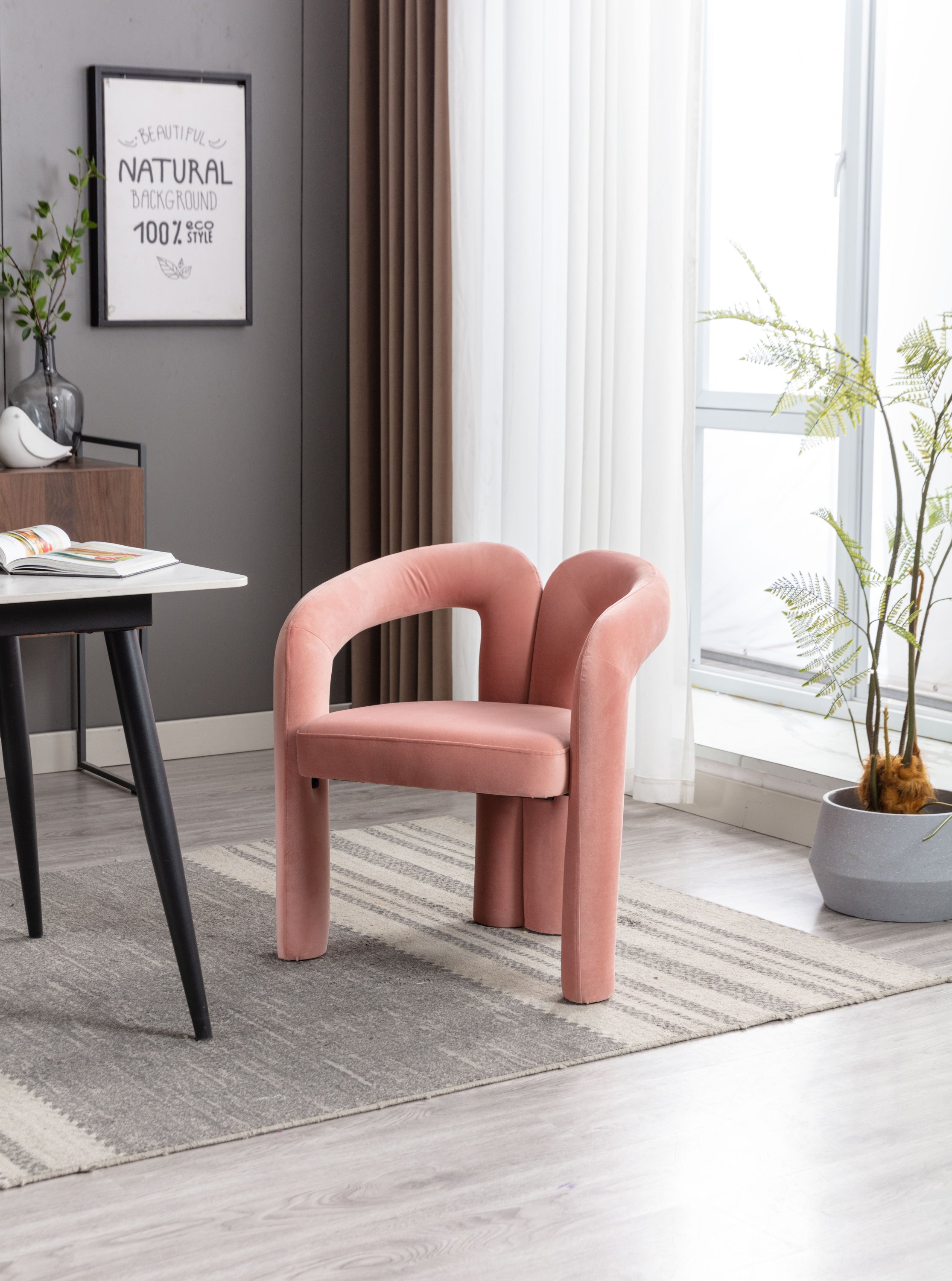 Contemporary Velvet Fabric Upholstered Accent Side Chairs (Set of 2)