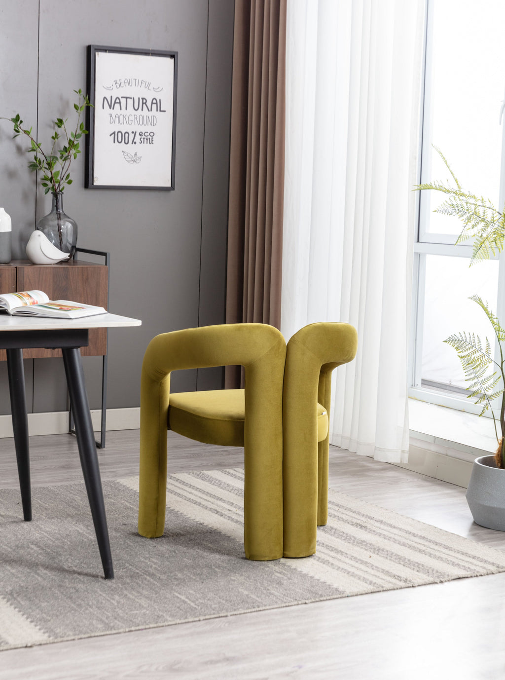 Contemporary Velvet Fabric Upholstered Accent Side Chairs (Set of 2)