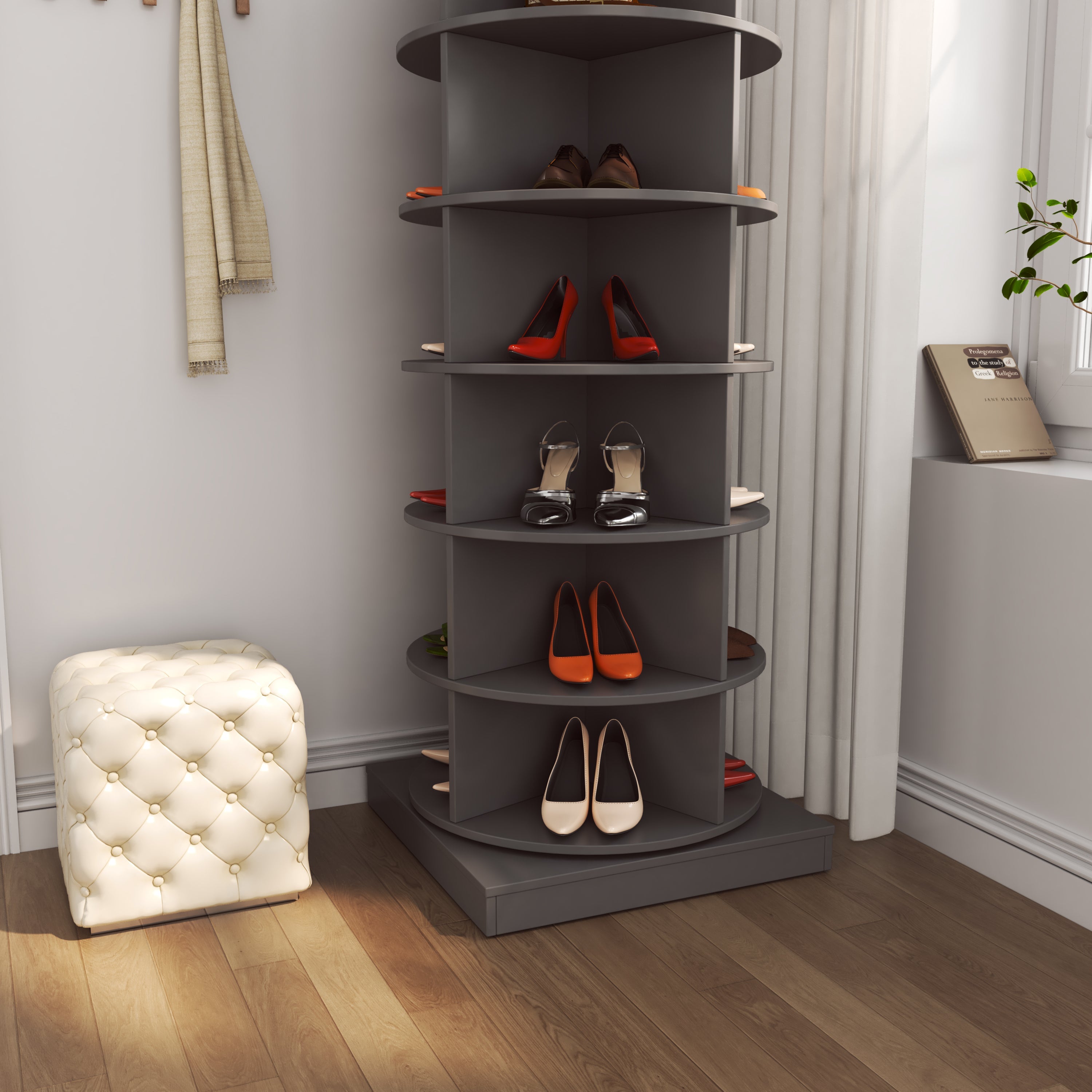 Modern 360° Rotating Shoe Cabinet 6/7 Layers Space Saver