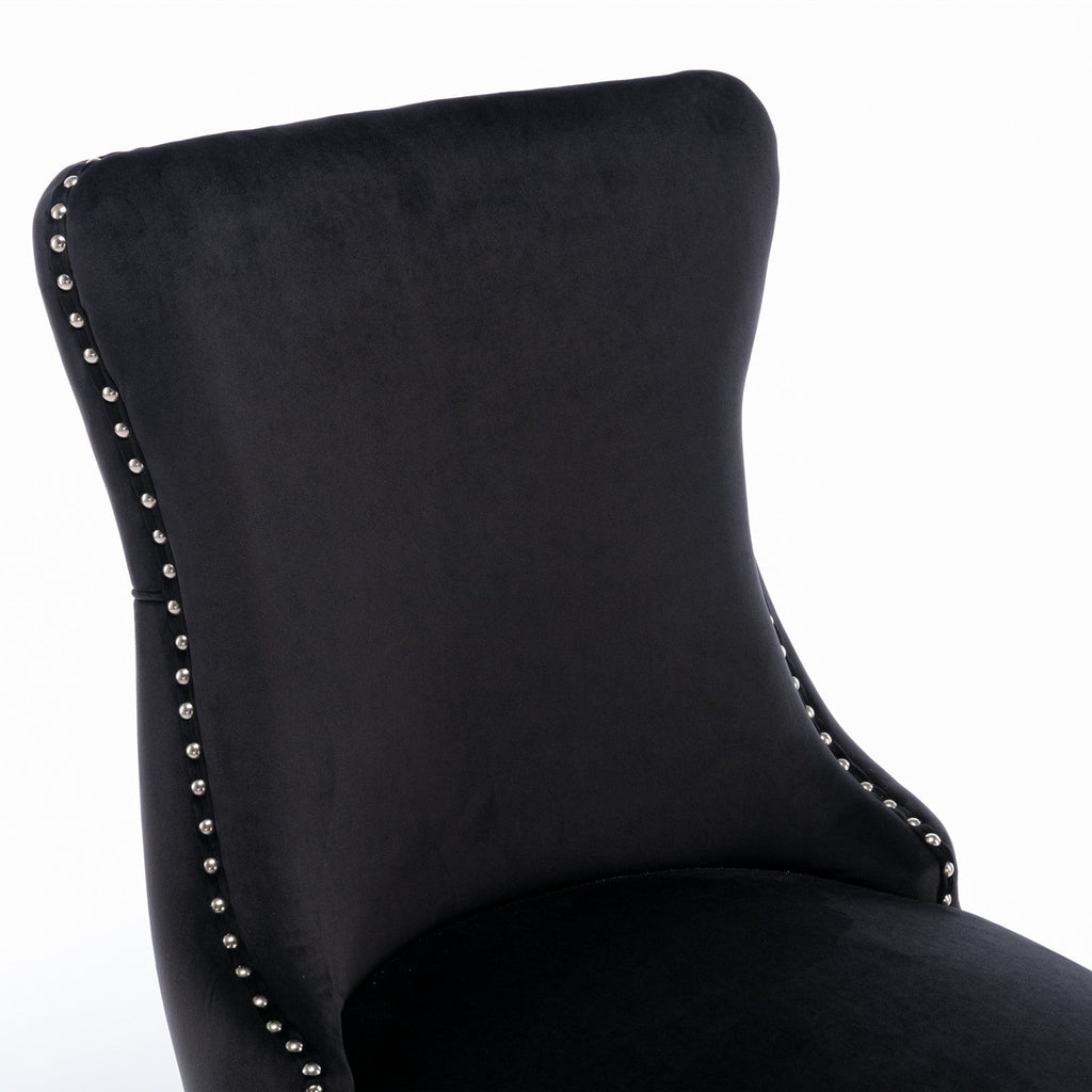 Modern Velvet Upholstered Wing-Back Dining Chairs (Set of 2)