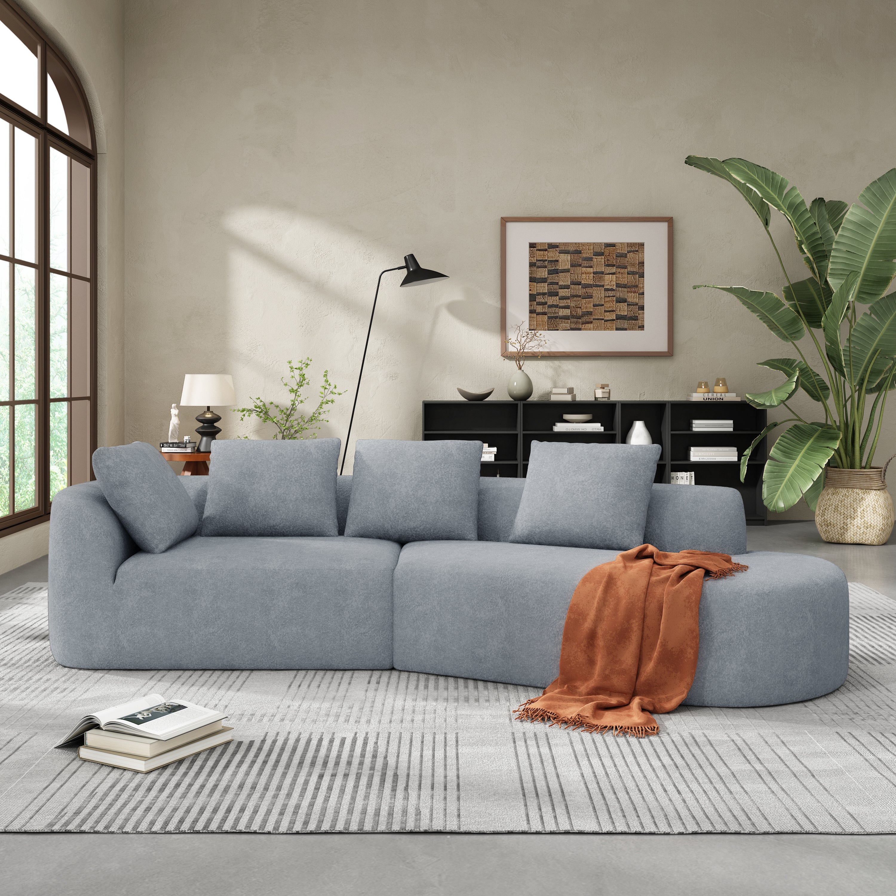 116' Modern Curved Sectional Sofa for Living Room