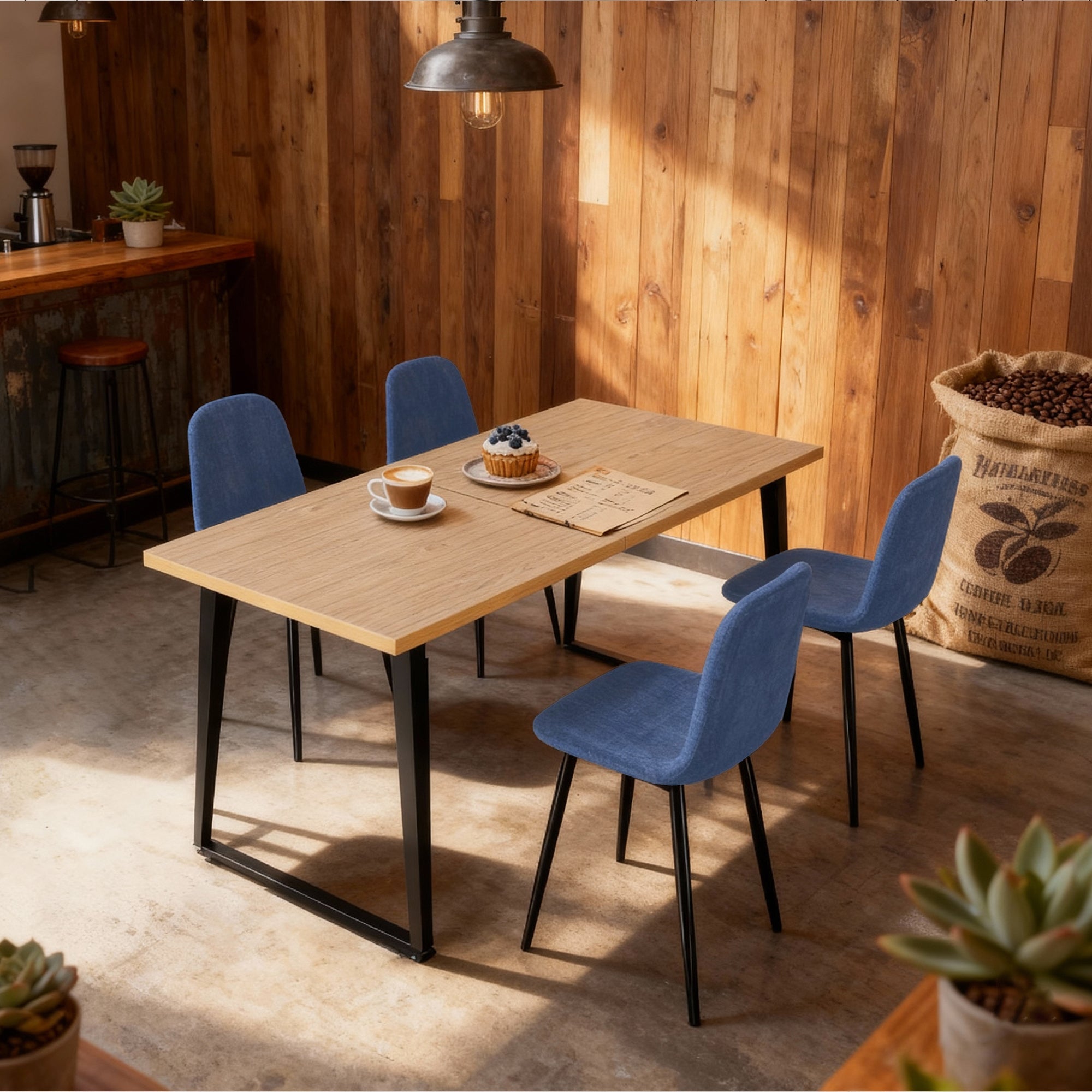 63-inch Farmhouse Industrial Dining Table Set