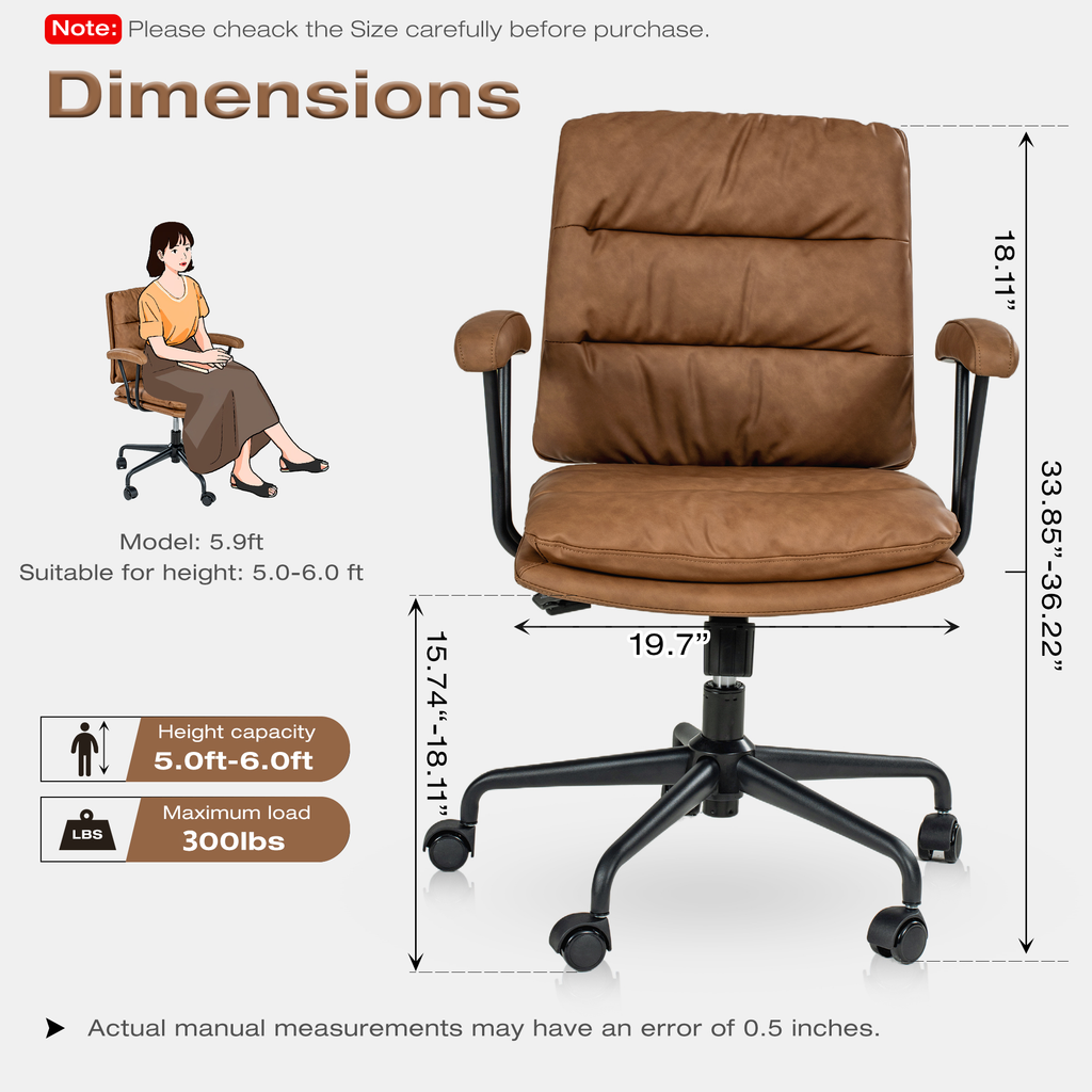 Modern Aesthetics Brown PU Leather Office Chair