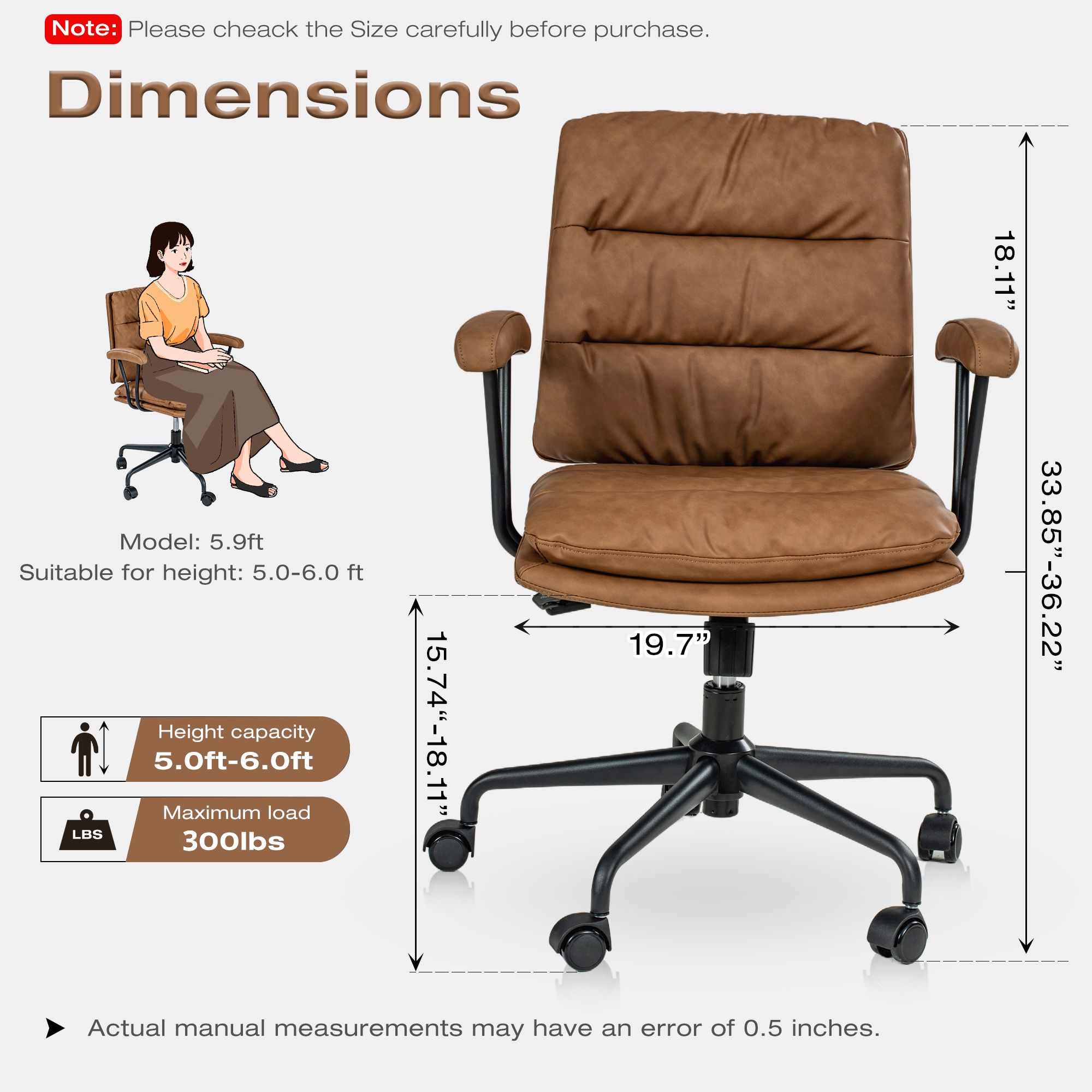 Modern Aesthetics Brown PU Leather Office Chair