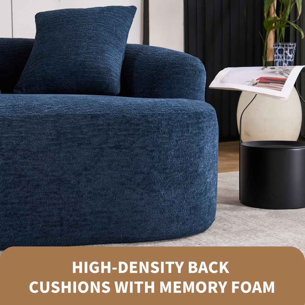 Loveseat Sofa with Wood Grain Chenille Fabric