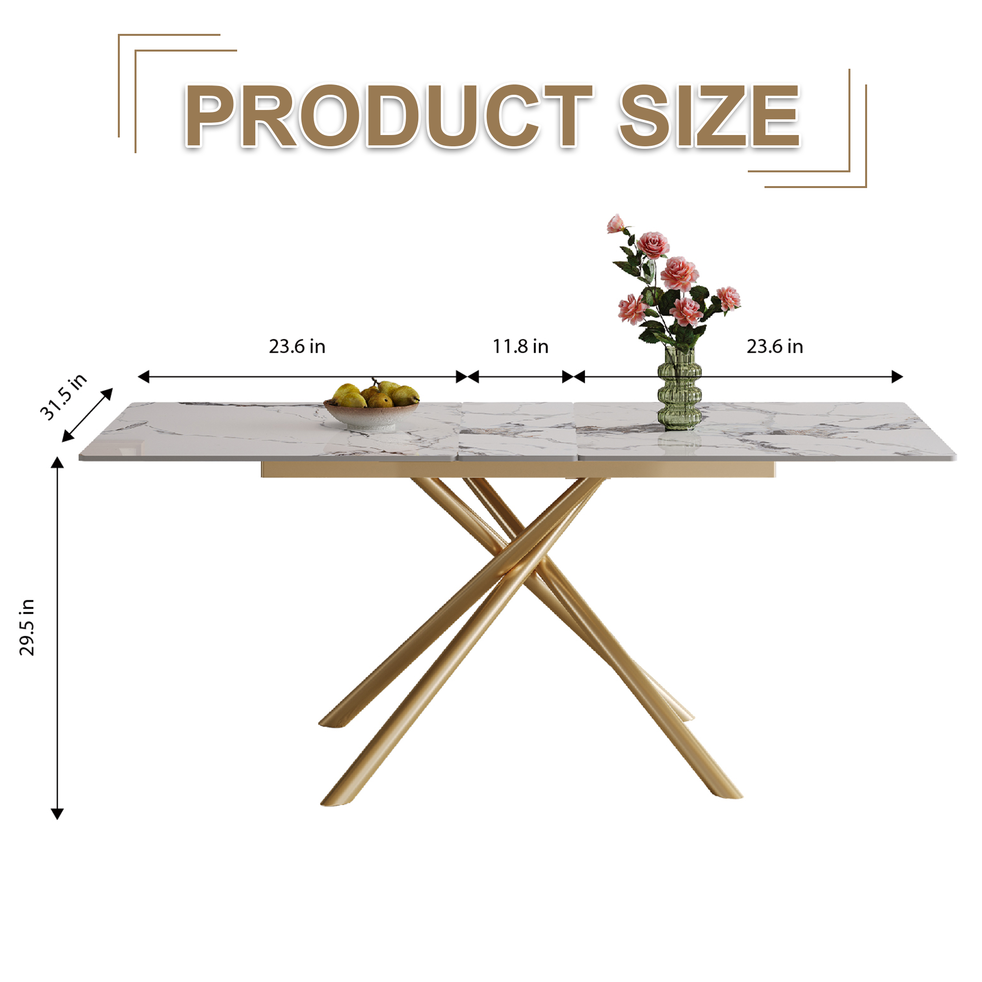 59-inch Modern rectangle Expandable Dining Table