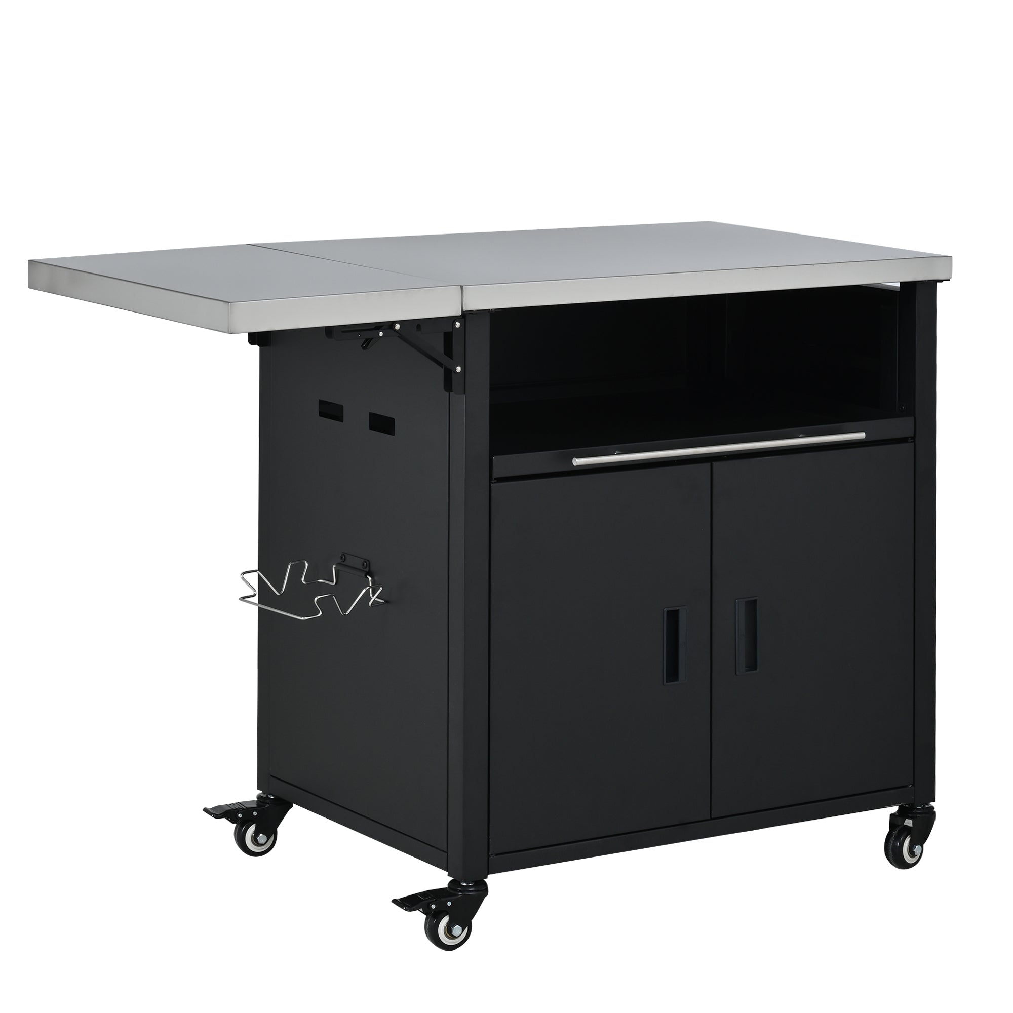 Foldable BBQ cart with storage, portable for backyard & patio cooking