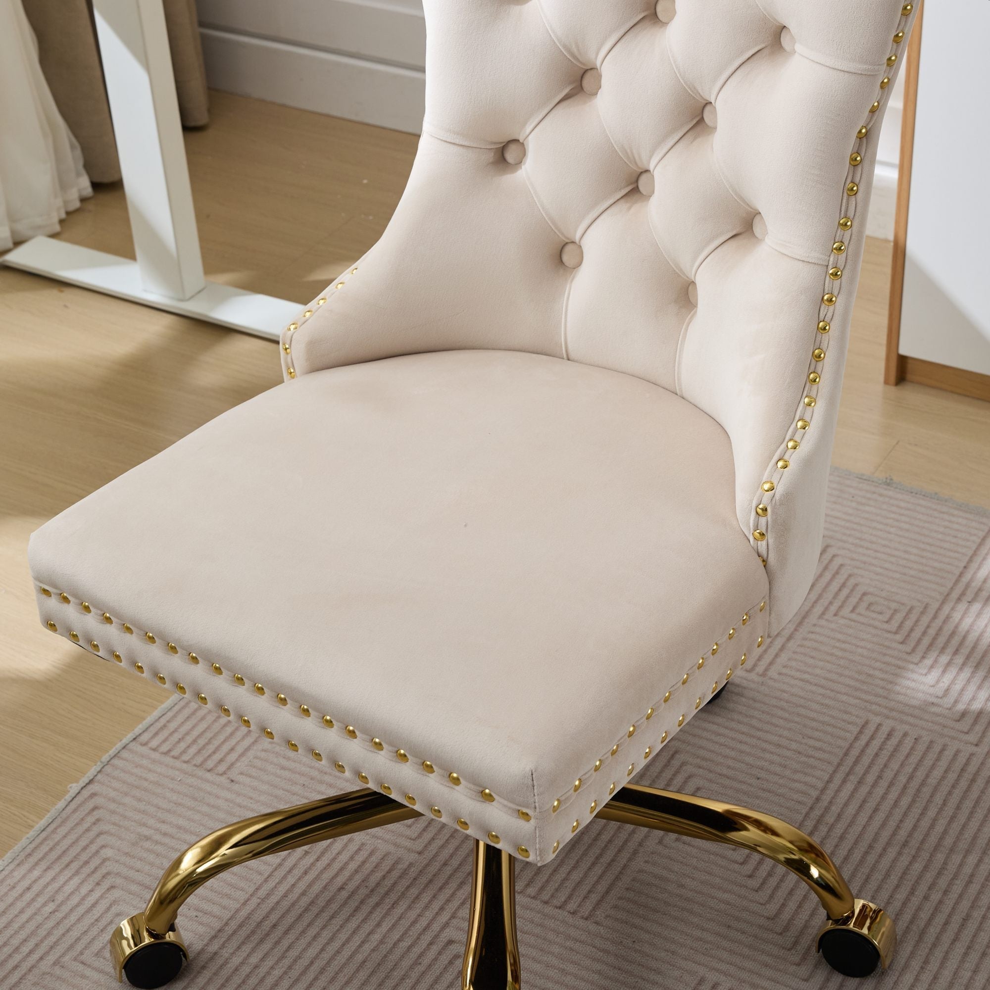 Modern Velvet Upholstered Tufted Button Home Office Chair