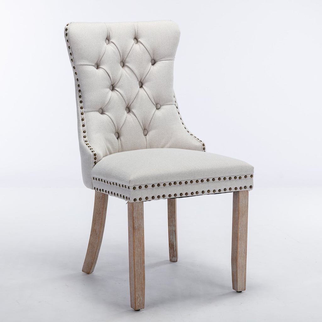 Linen Contemporary Tufted Flax Upholstered Dining Chairs (Set of 2)