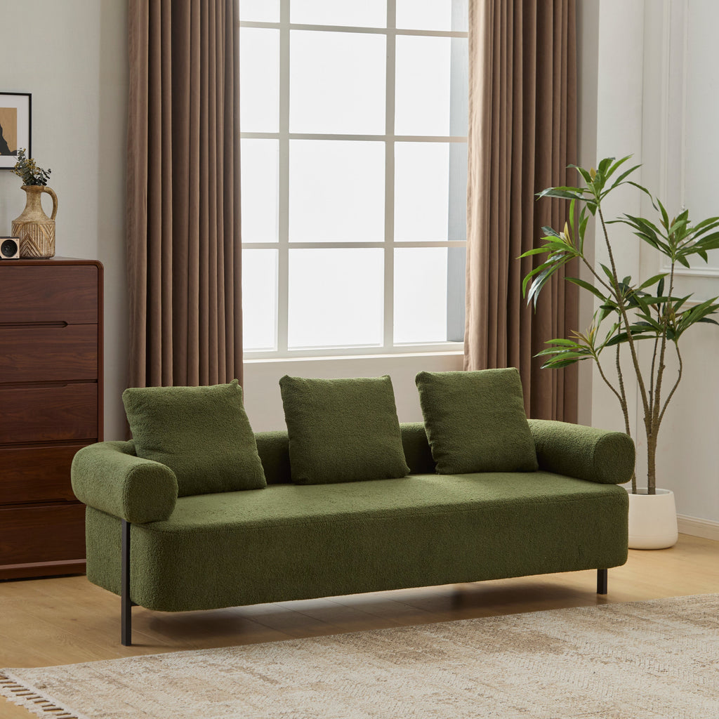 78' Modern Upholstered Sofa with 3 Plush Pillows